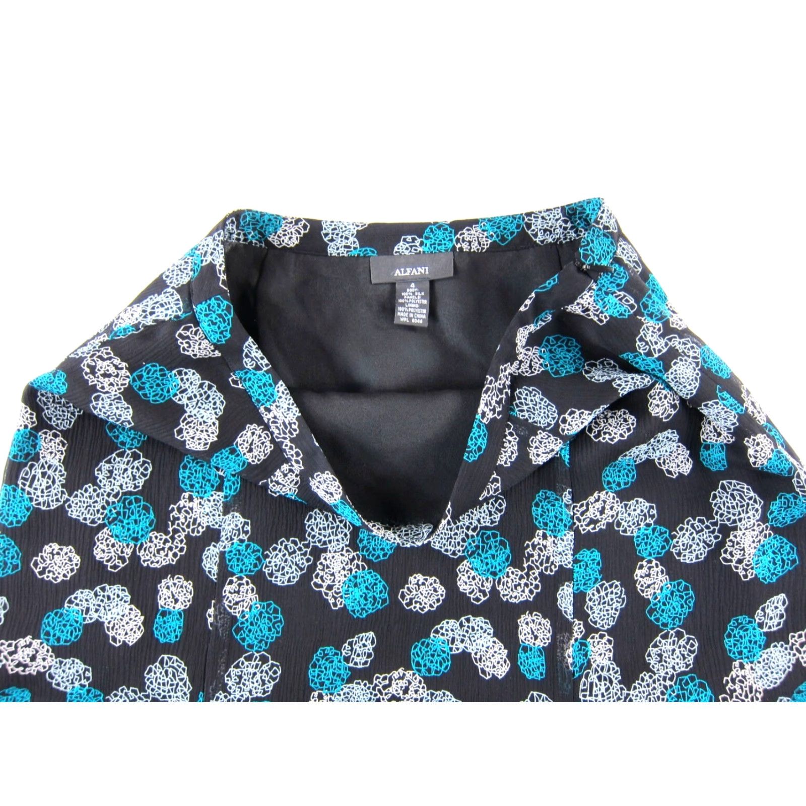 Alfani ALFANI 100% Silk Black White Blue Motif Pleated A-Line Skirt Women Size 4 Size 27" / US 4 / IT 40 - 4 Thumbnail