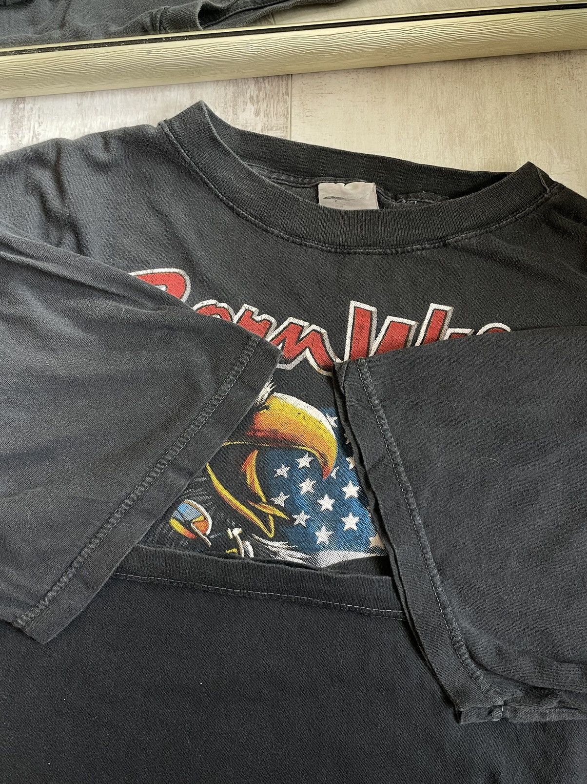 Harley Davidson × Vintage Vintage 1990 Born Wild Tee Eagle Motorcycle American Flag Size US XL / EU 56 / 4 - 5 Thumbnail