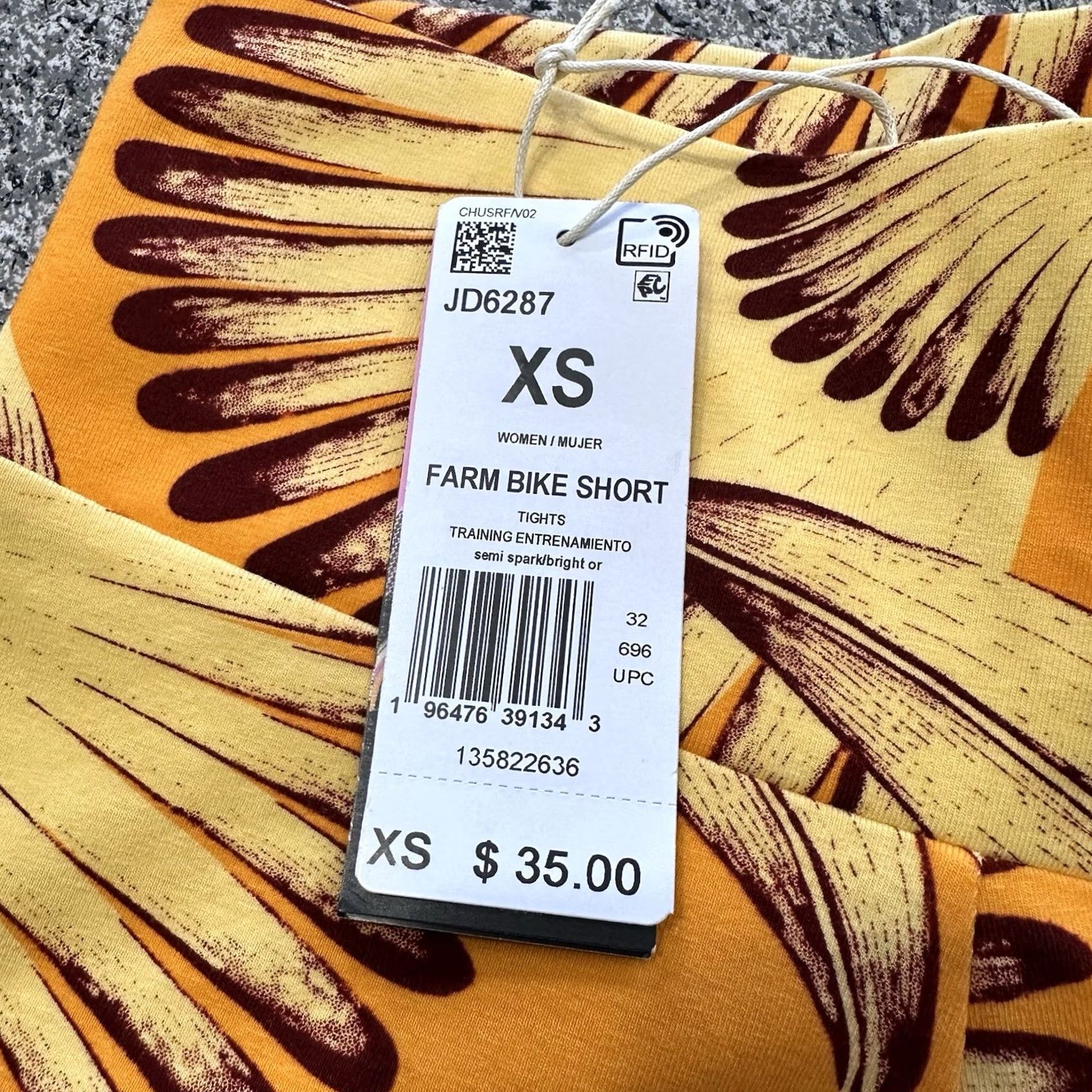 Adidas Adidas Farm Rio Bike Shorts Womens XS Tights JD6287 Feather Print Orange Cotton Spandex Athletic Stretch 10” Sedan Size 26" / US 2 / IT 38 - 3 Thumbnail