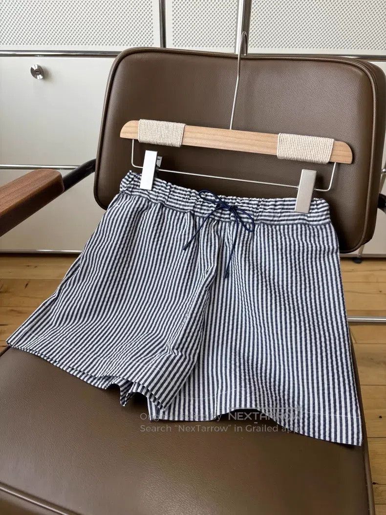 Hermes Hermes Blue and White Striped Drawstring Shorts, 98% Cotto Size 42" / US 20 - 6 Thumbnail