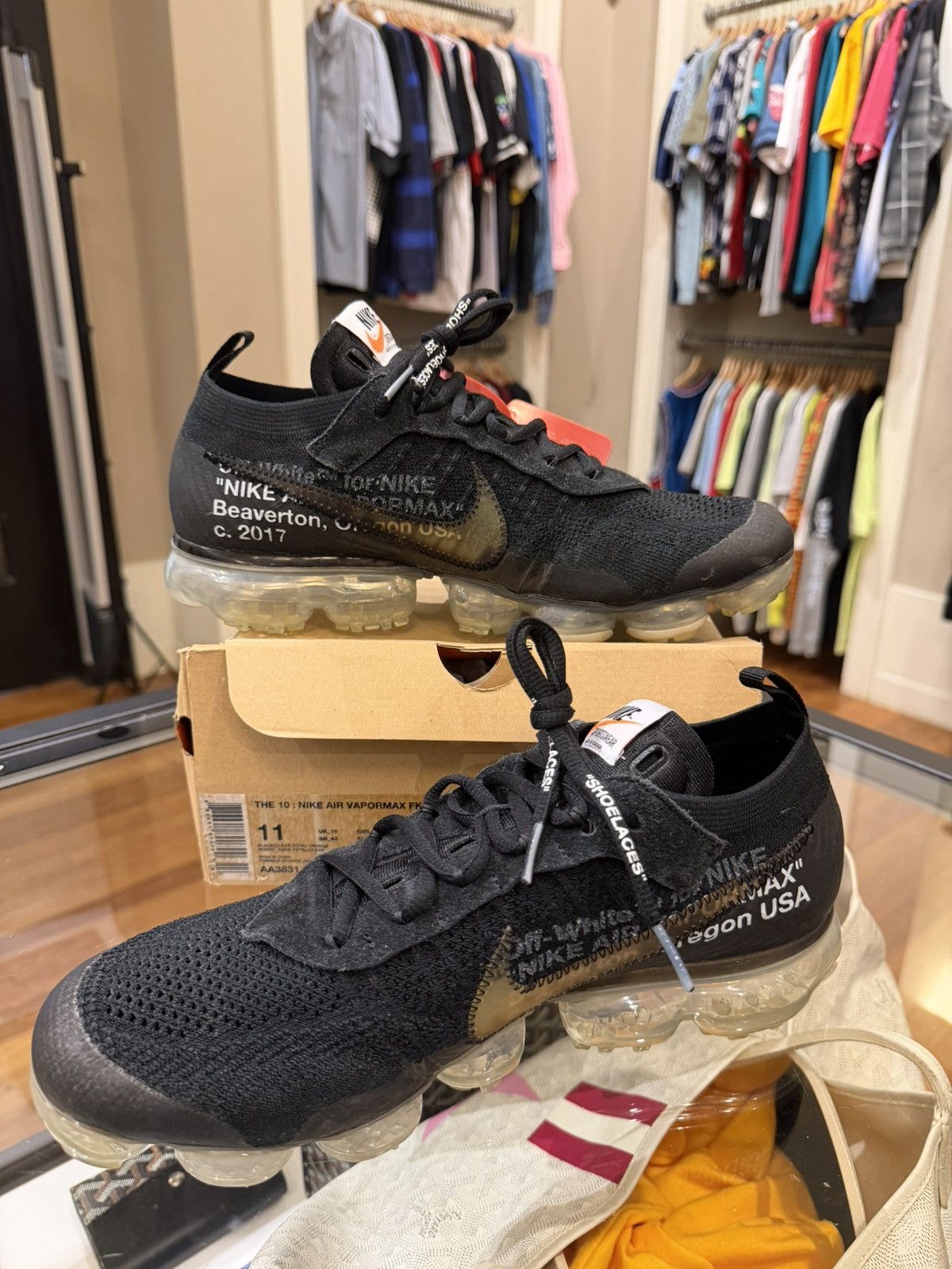Nike × Off-White Off-White x Nike Air Vapormax ‘Off-white Black’ Size US 11 / EU 44 - 2 Thumbnail
