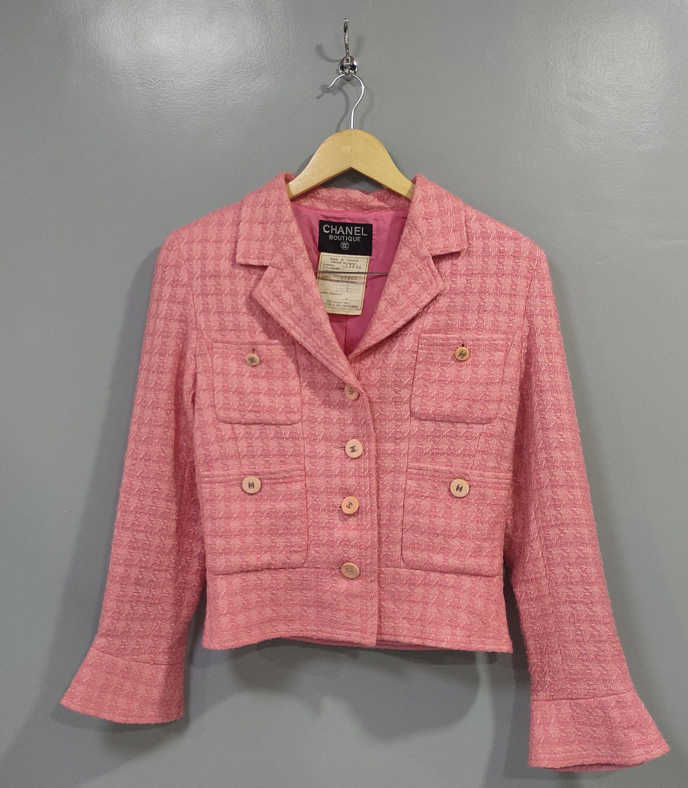 Chanel 98p Summer Fantasy Tweed Pink & Yellow Blazer Jacket 36 Auction