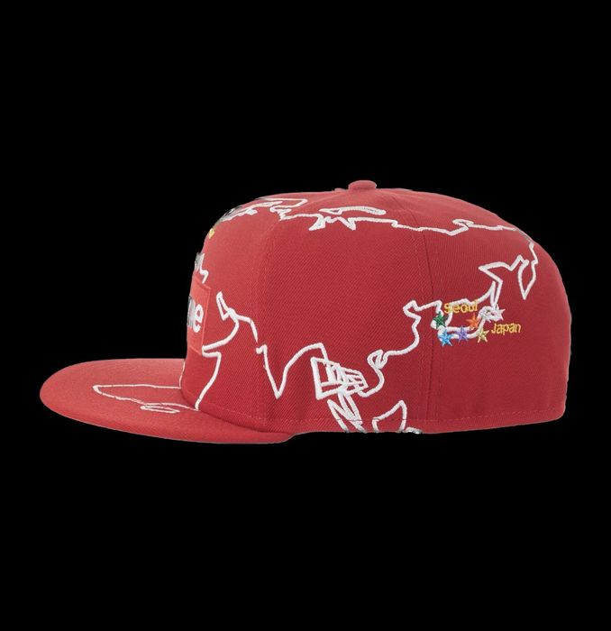 Supreme Supreme Global New Era Fitted Hat Red Size 7 1/2 | Grailed