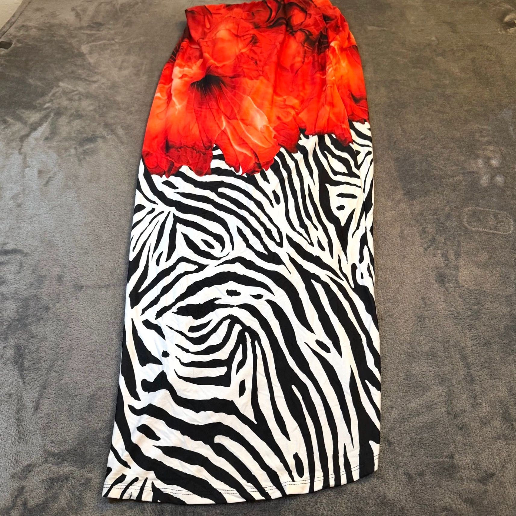 Venus Venus Zebra Floral Maxi Skirt Womens M Casual Summer Pull On Knot Faux Wrap Dress Size 32" / US 10 / IT 46 - 4 Thumbnail