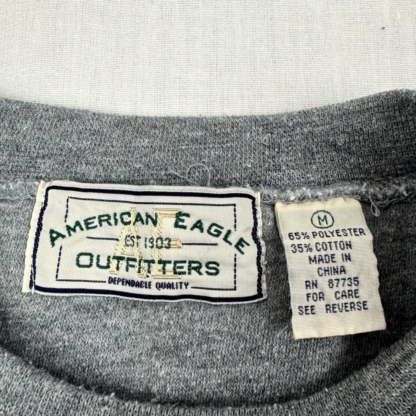 American Eagle Outfitters VINTAGE American Eagle Sweatshirt Shirt Adult Medium Gray 90s Y2K Pullover Crew Neck Long Sleeve Solid Mens Size US M / EU 48-50 / 2 - 4 Thumbnail