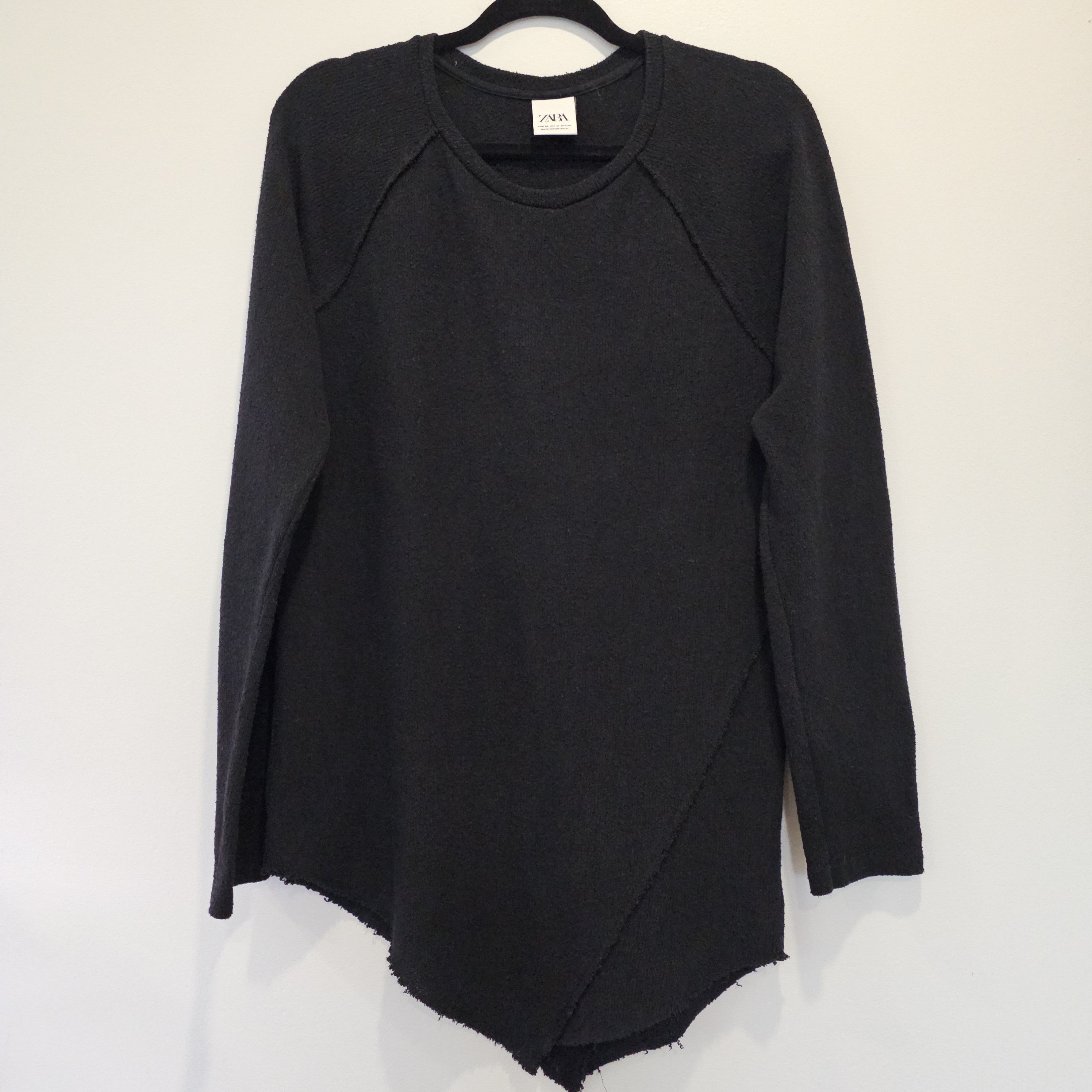 Zara Asymmetric dark knit sweater | Grailed