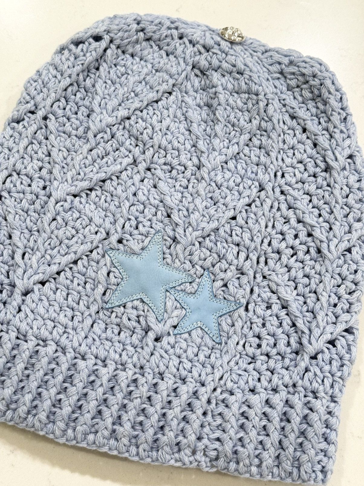 Chrome Hearts Chrome Hearts Woven Cashmere Star Patch Beanie - Baby Blue Size ONE SIZE - 2 Thumbnail