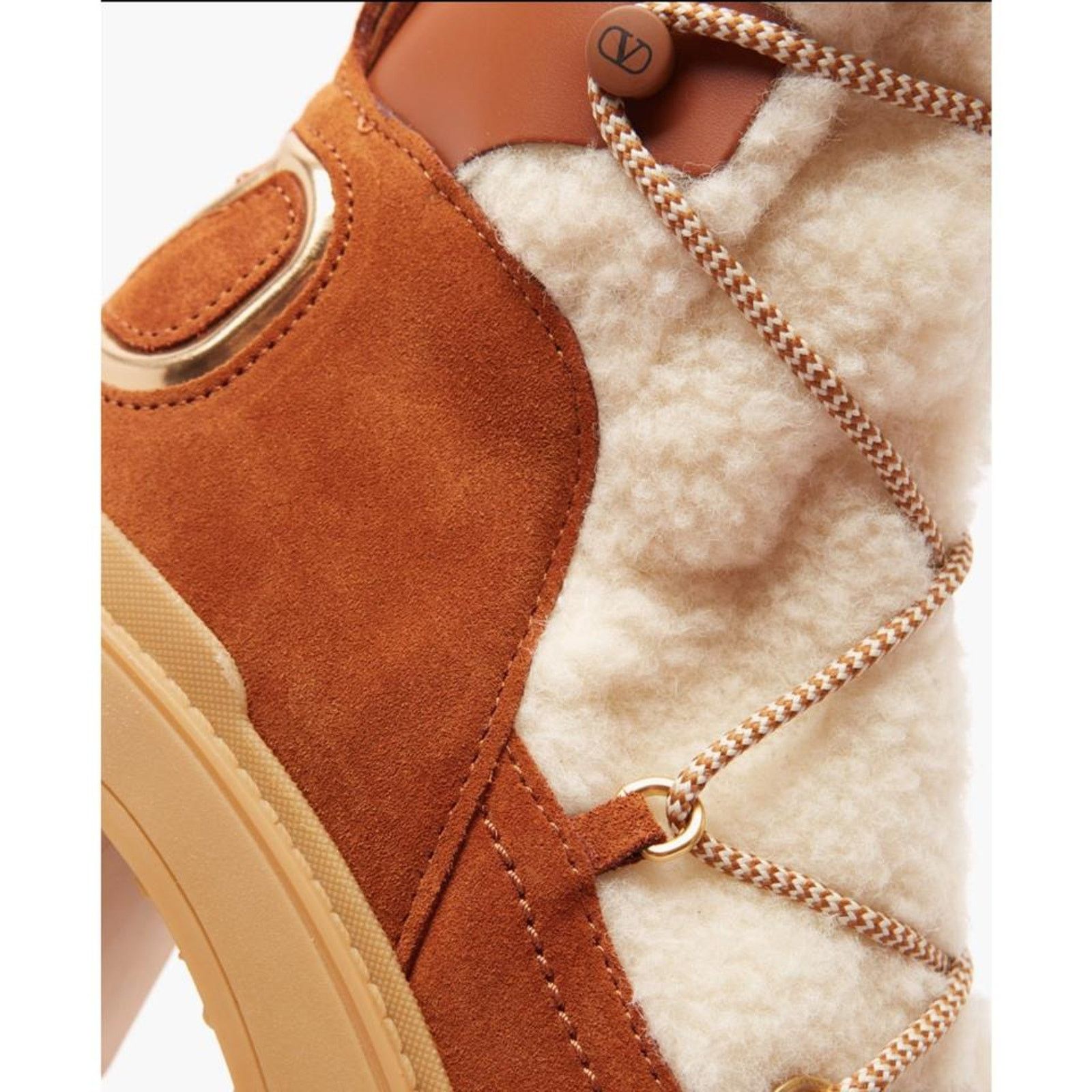 Valentino VLOGO suede leather and shearling ankle boots Size US 10.5 / IT 40.5 - 6 Thumbnail