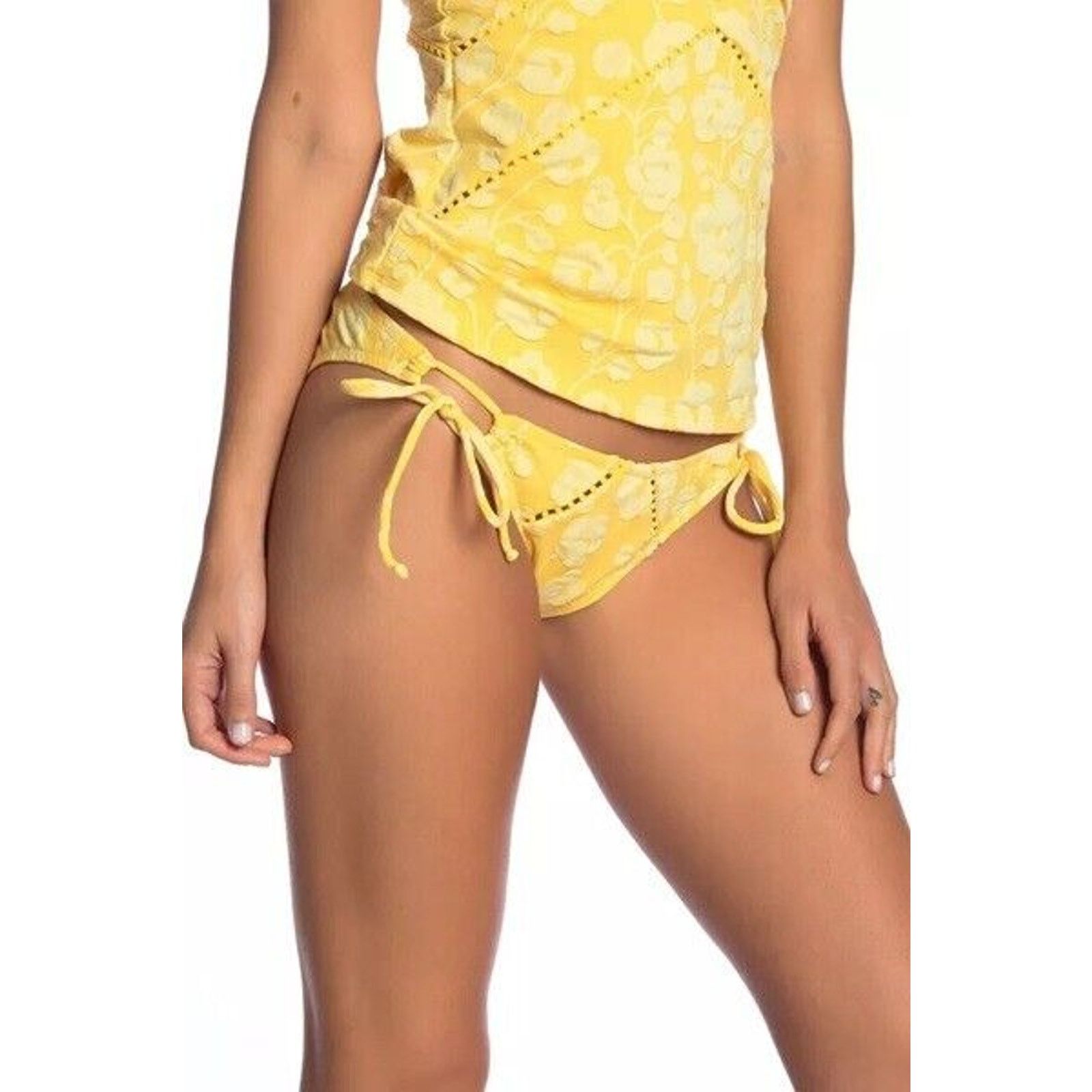 Other NWT ROBIN PICCONE Sadie Raised Floral Bikini Bottom Marigold Size L / US 10 / IT 46 - 1 Thumbnail