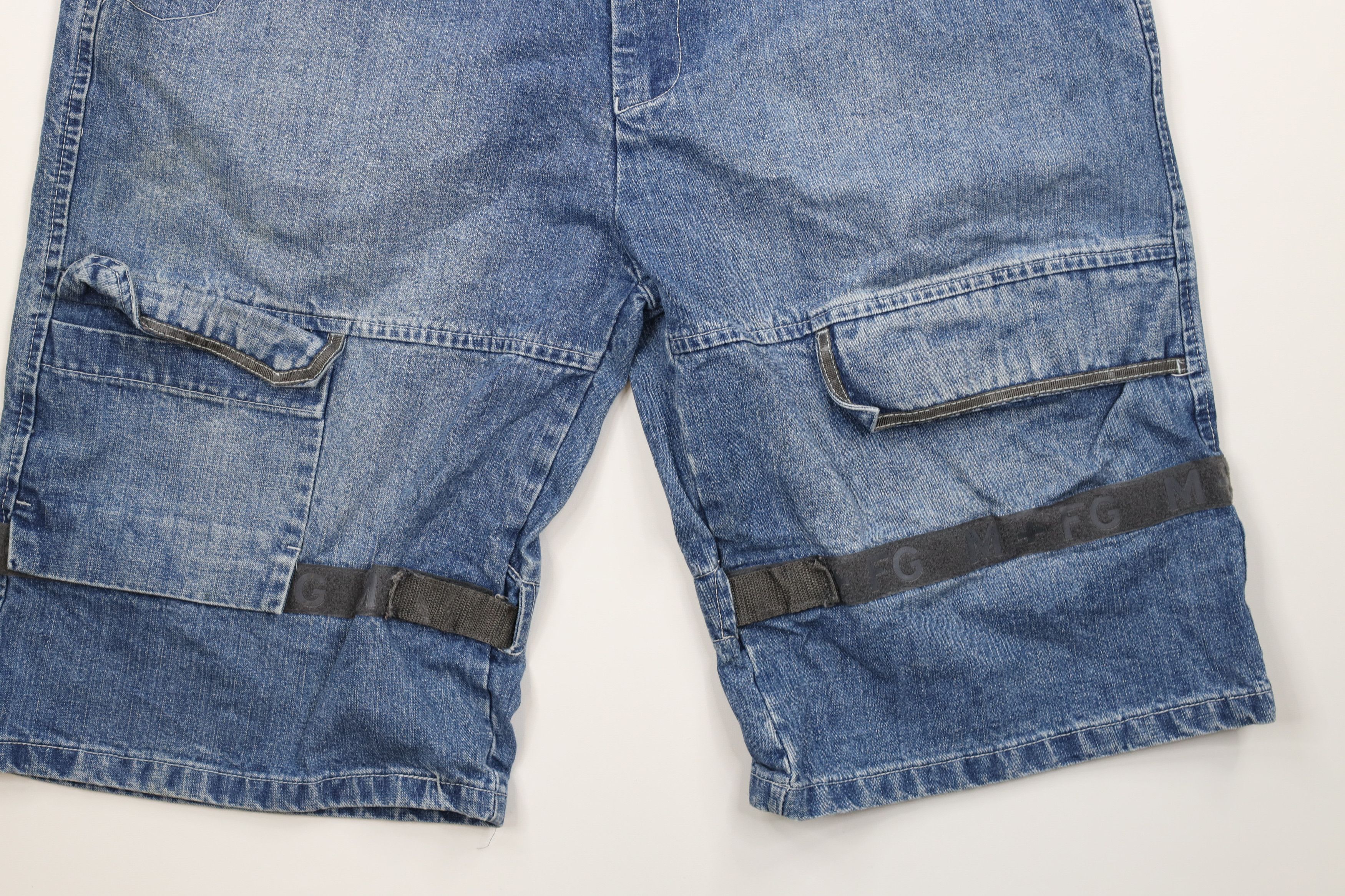 Marithe + Francois Girbaud × Vintage Vintage 90s Marithe Francois Girbaud Strap Denim Shorts Size US 40 / EU 56 - 4 Thumbnail