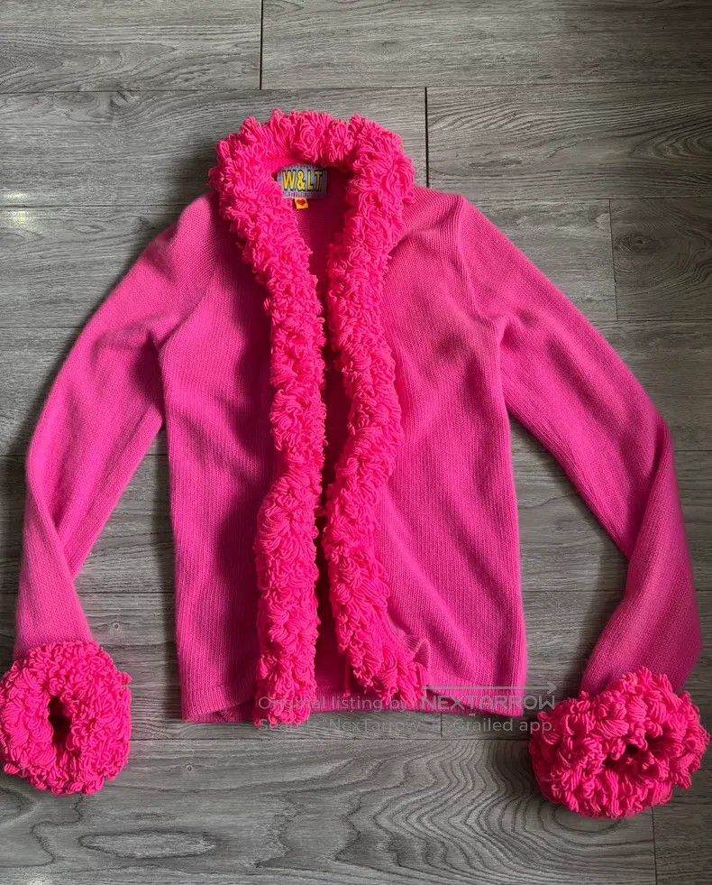 Walter Van Beirendonck Walter Van Beirendonck Pink circle knitted sweater jacket Size US XS / EU 42 / 0 - 2 Thumbnail