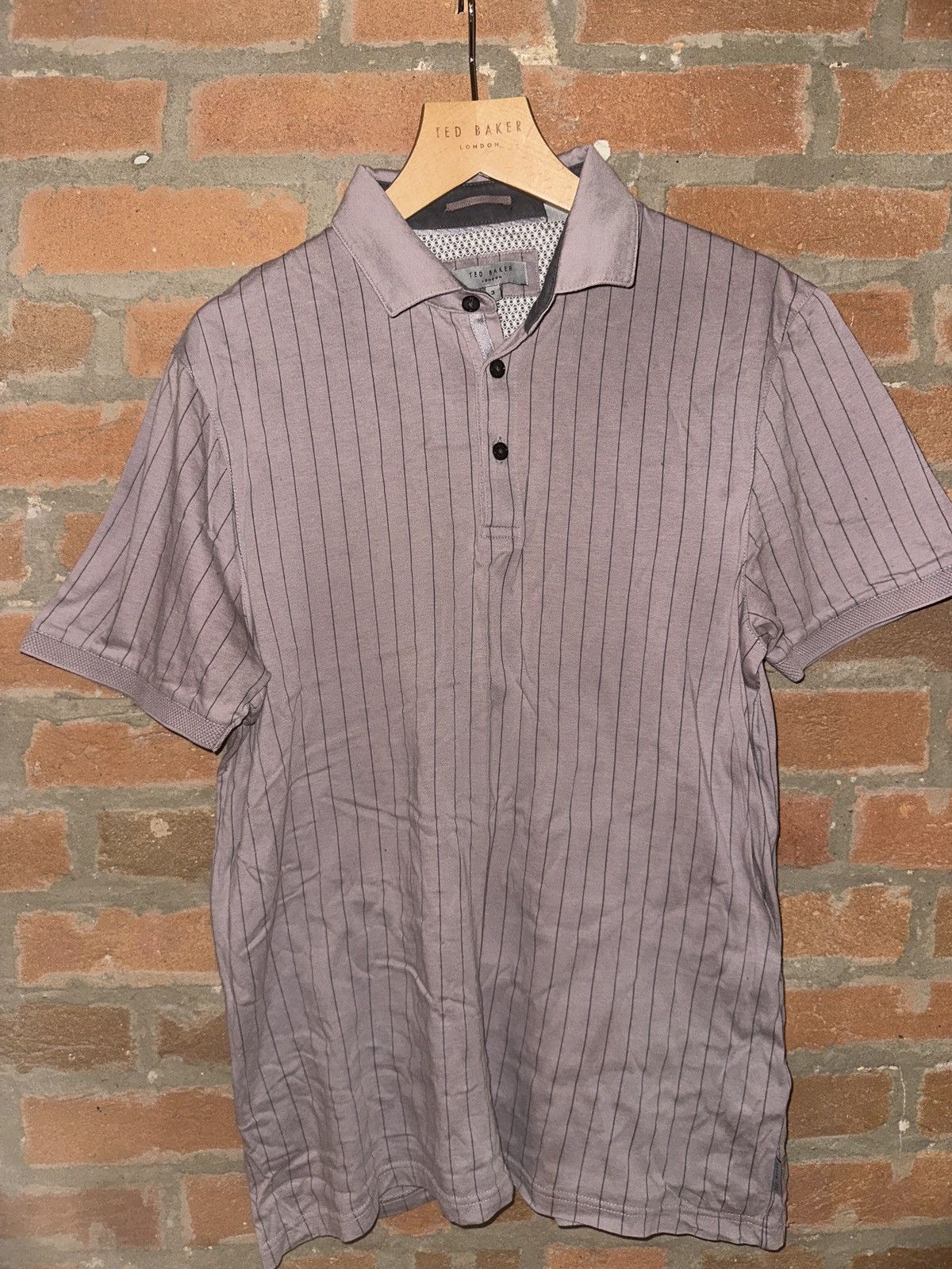 Ted Baker Ted Baker Pinstripe Polo Golf Shirt (Lavender) Size US M / EU 48-50 / 2 - 1 Thumbnail
