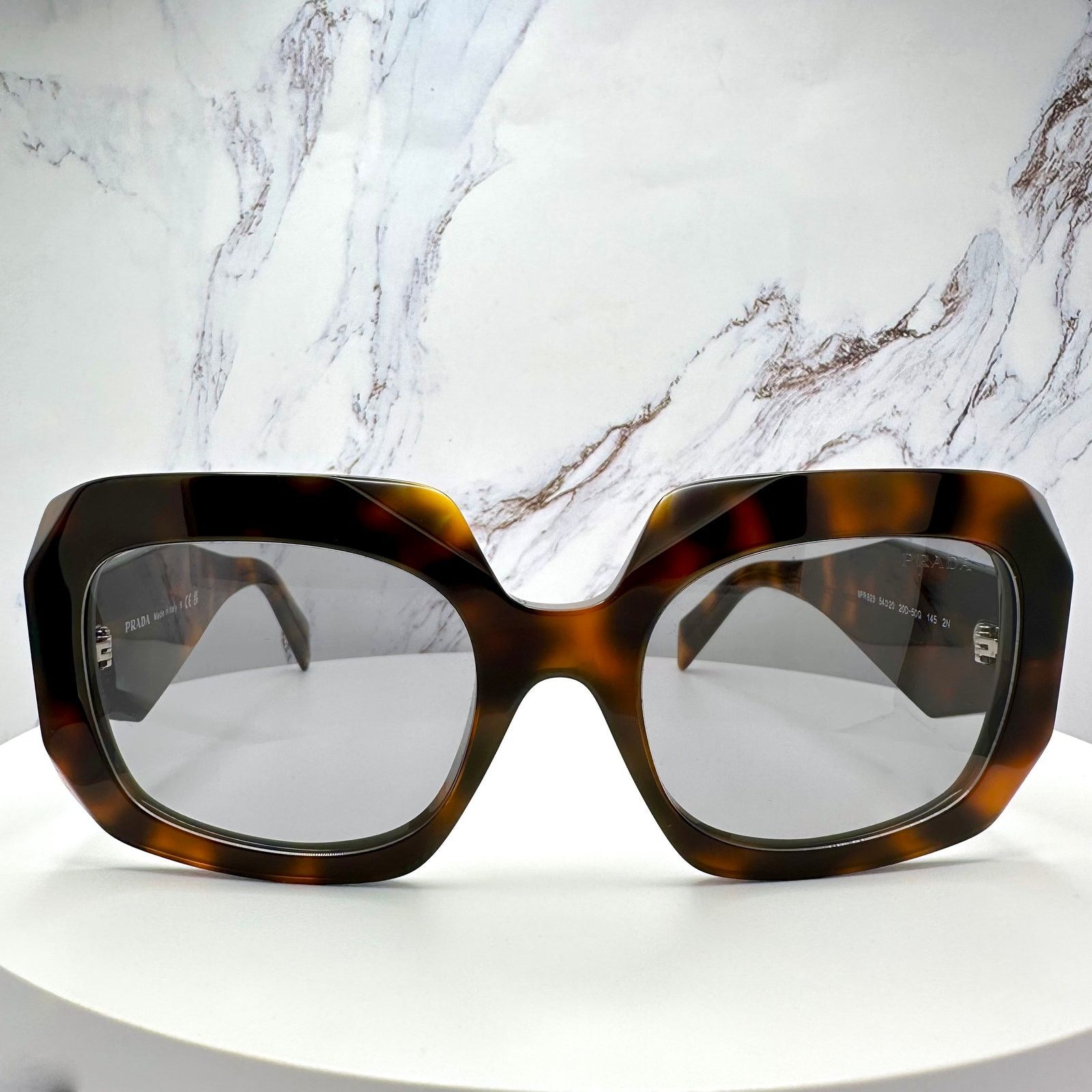 Prada New PRADA Sunglasses Brown Juniper Tortoise Gray Lens Square Size ONE SIZE - 17 Thumbnail