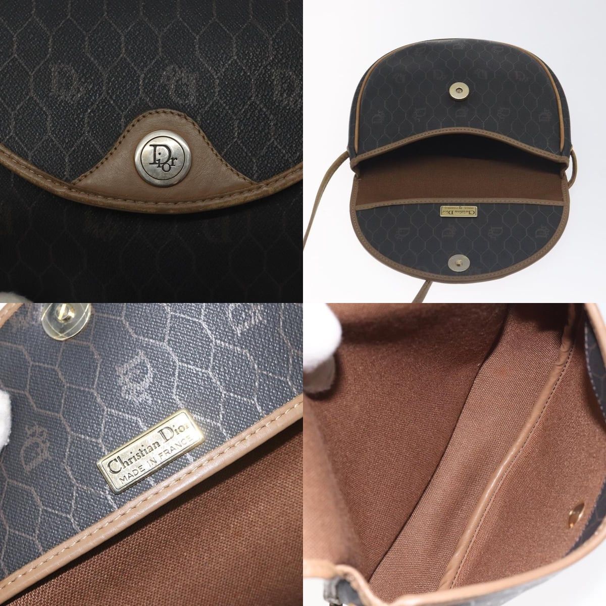 Dior DIOR Honeycomb Canvas Shoulder Bag Pvc Black Gold Size ONE SIZE - 11 Thumbnail