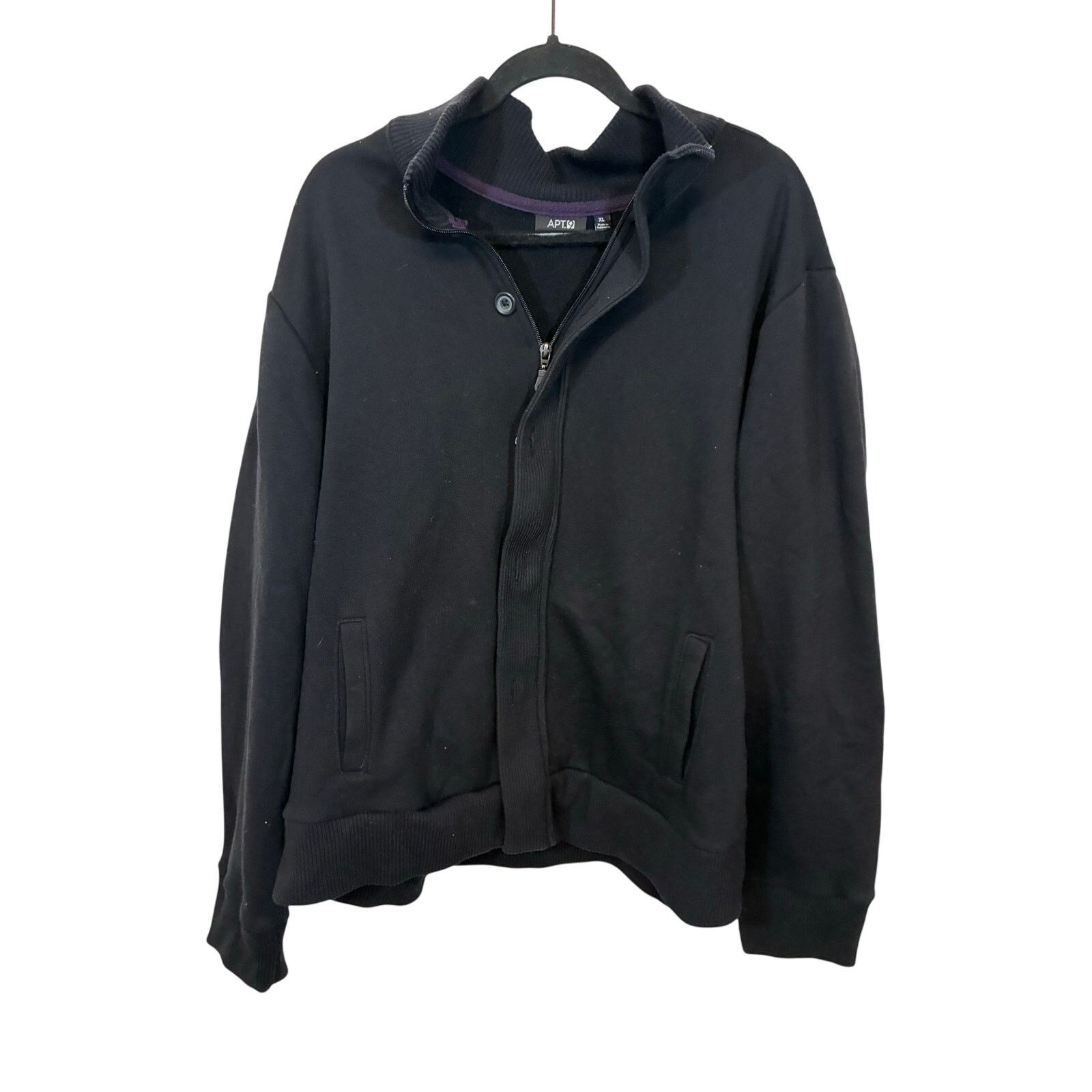 Apt. 9 APT 9 Mens Jacket Full Zip Mock Neck Knit Black XL Preppy Size US XL / EU 56 / 4 - 1 Thumbnail