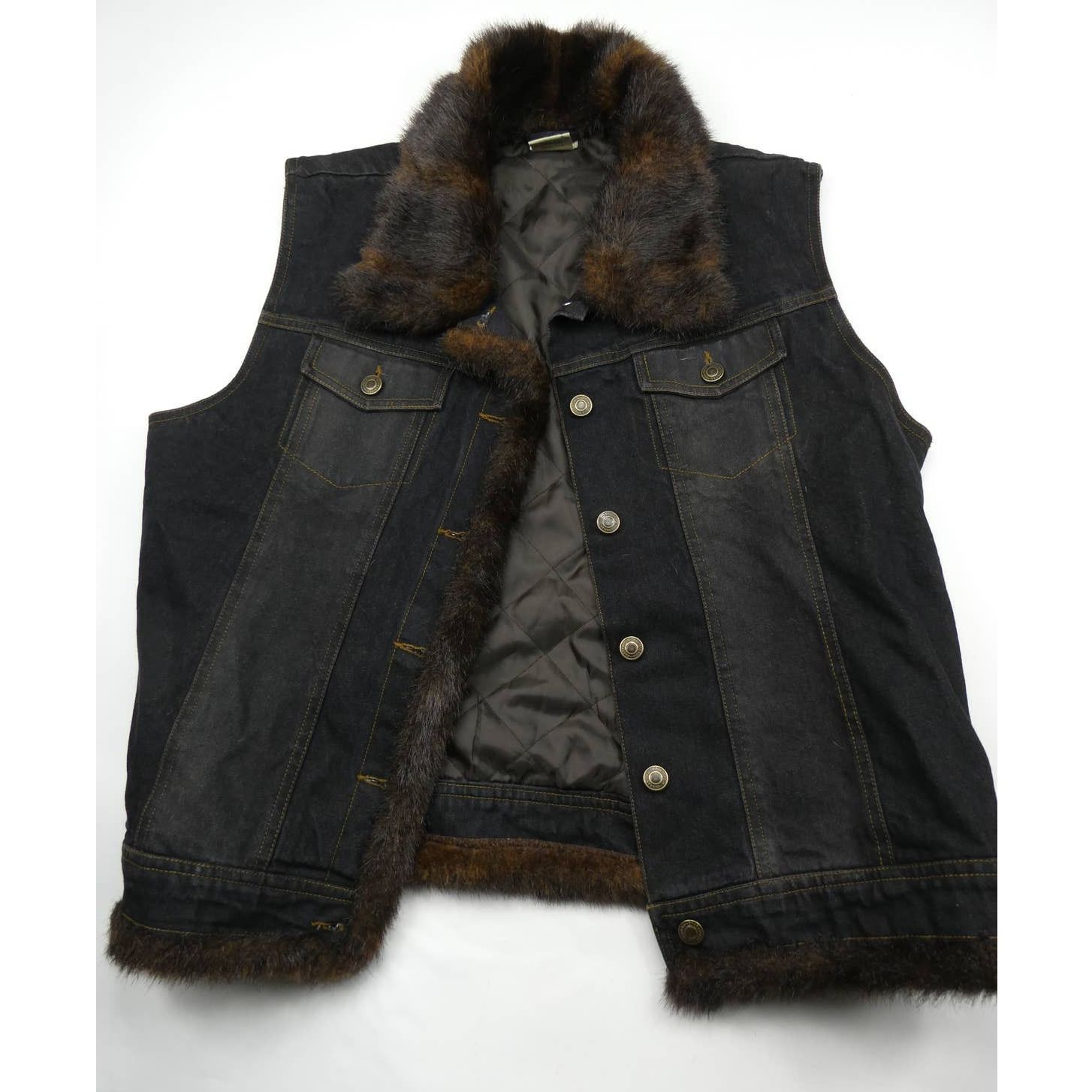 St. Johns Bay vintage St. John's Bay fur collar denim vest, XL Size XL / US 12-14 / IT 48-50 - 1 Thumbnail