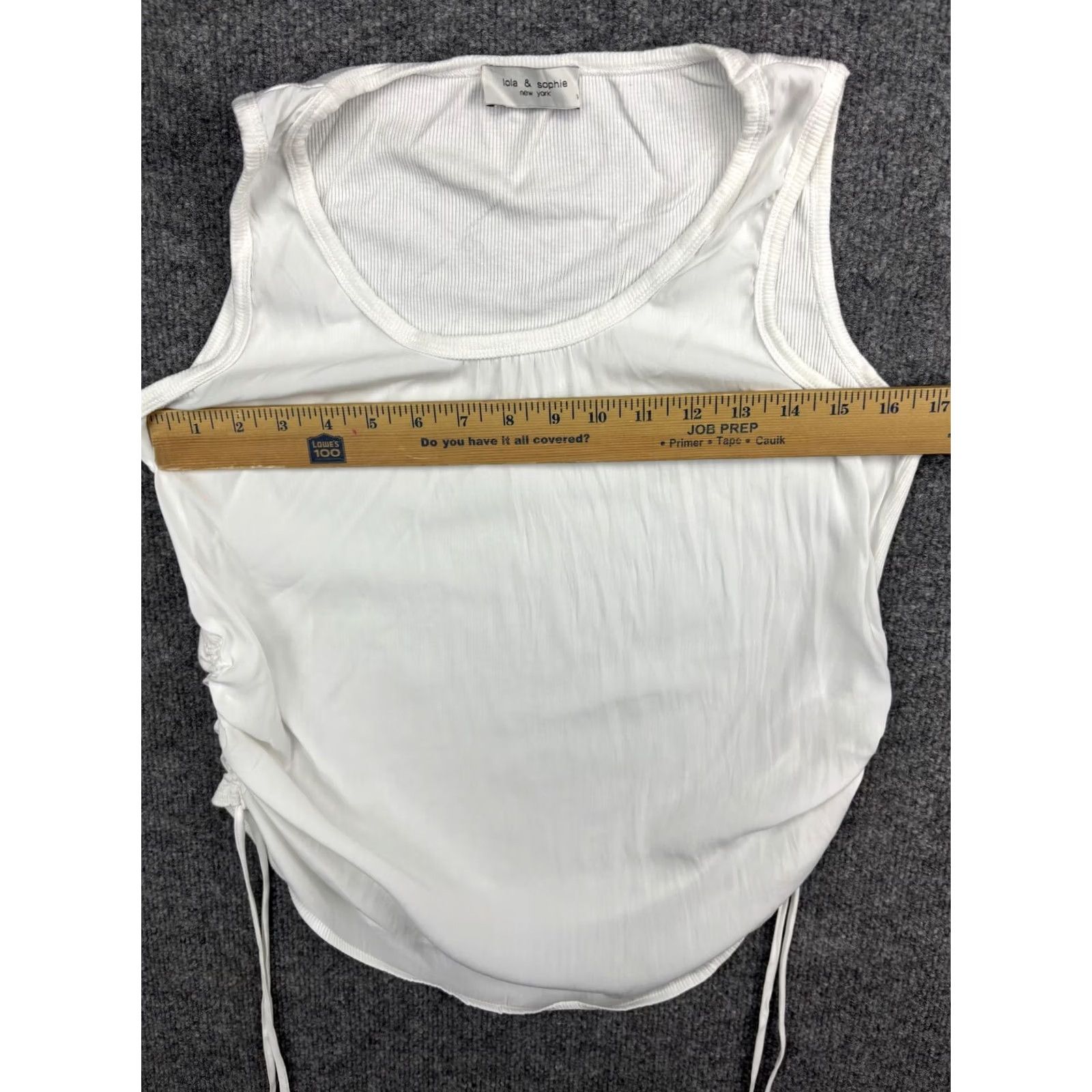 B Sides Lola & Sophie Top Women's Medium White Sleeveless Cinch Ruched Sides Lightweight Tank Shirt Size M / US 6-8 / IT 42-44 - 3 Thumbnail