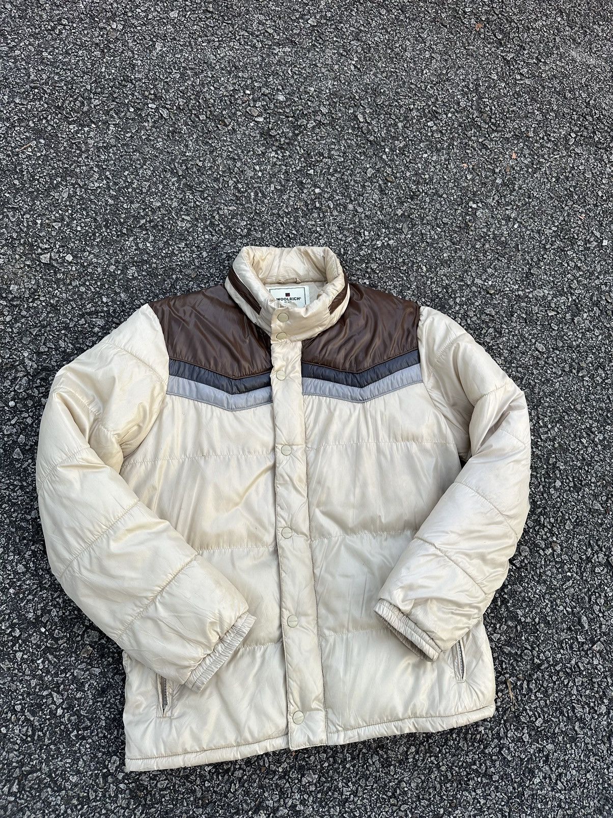 Woolrich Cream Bubble Puffer Jacket