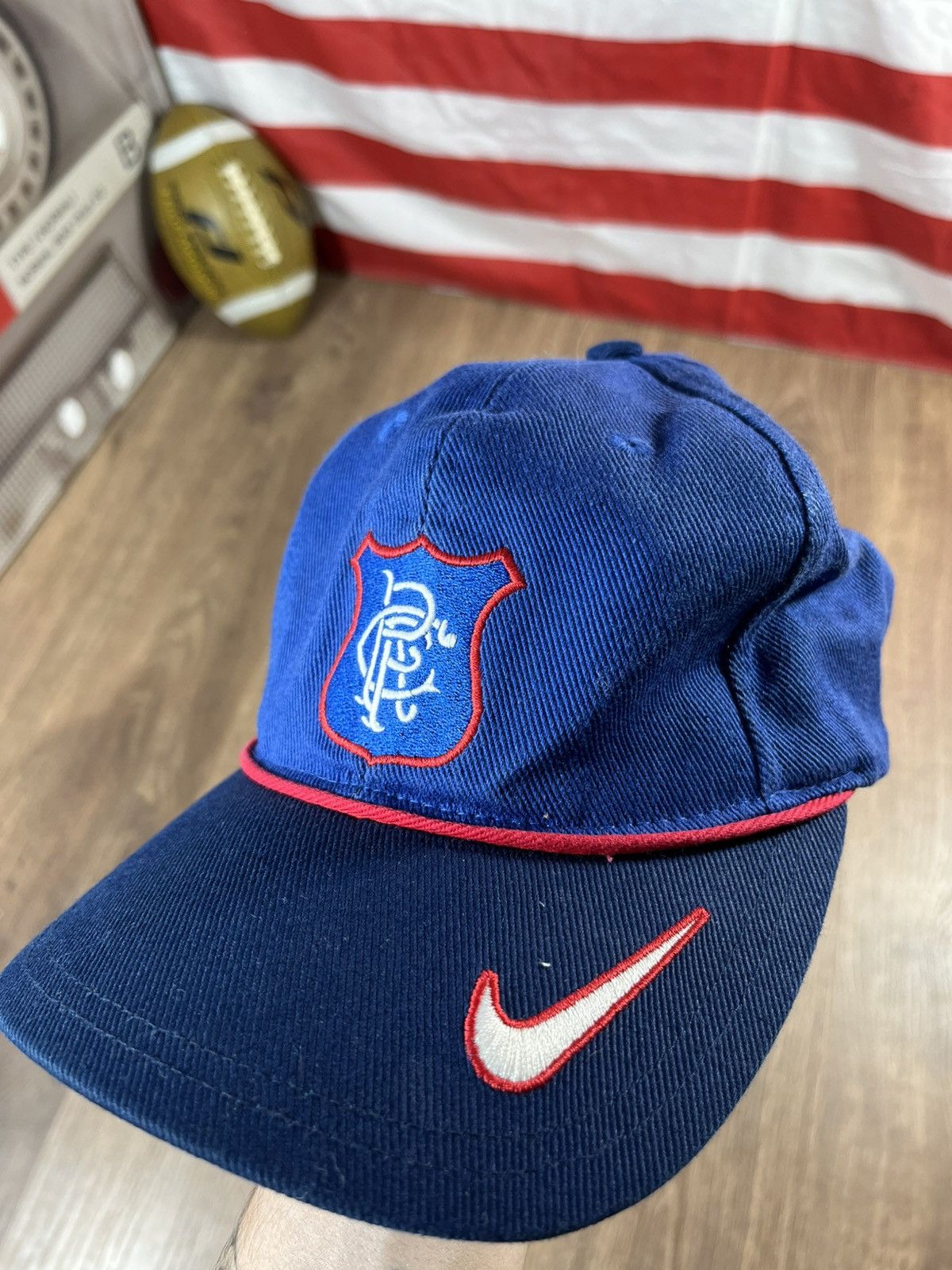 Nike Vintage 90s Rangers Football Soccer Cap Hat Rare Size ONE SIZE - 2 Thumbnail