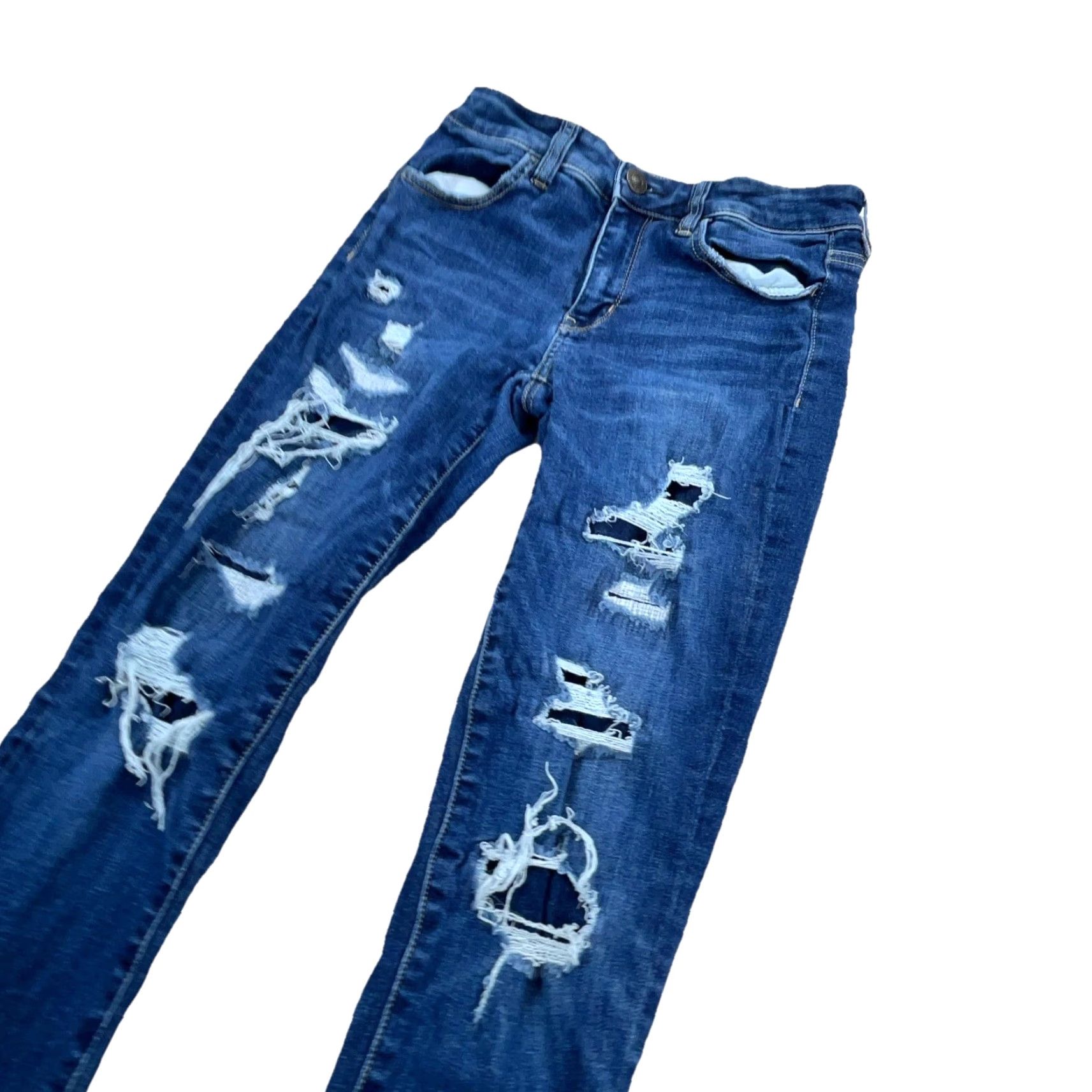 American Eagle Outfitters American Eagle Outfitters Jeans Women 4 Long Jegging Dark Wash Distressed? No, Solid Blue 5-Pocket Regular Rise Mid Inseam 30 in Size 27" / US 4 / IT 40 - 4 Thumbnail