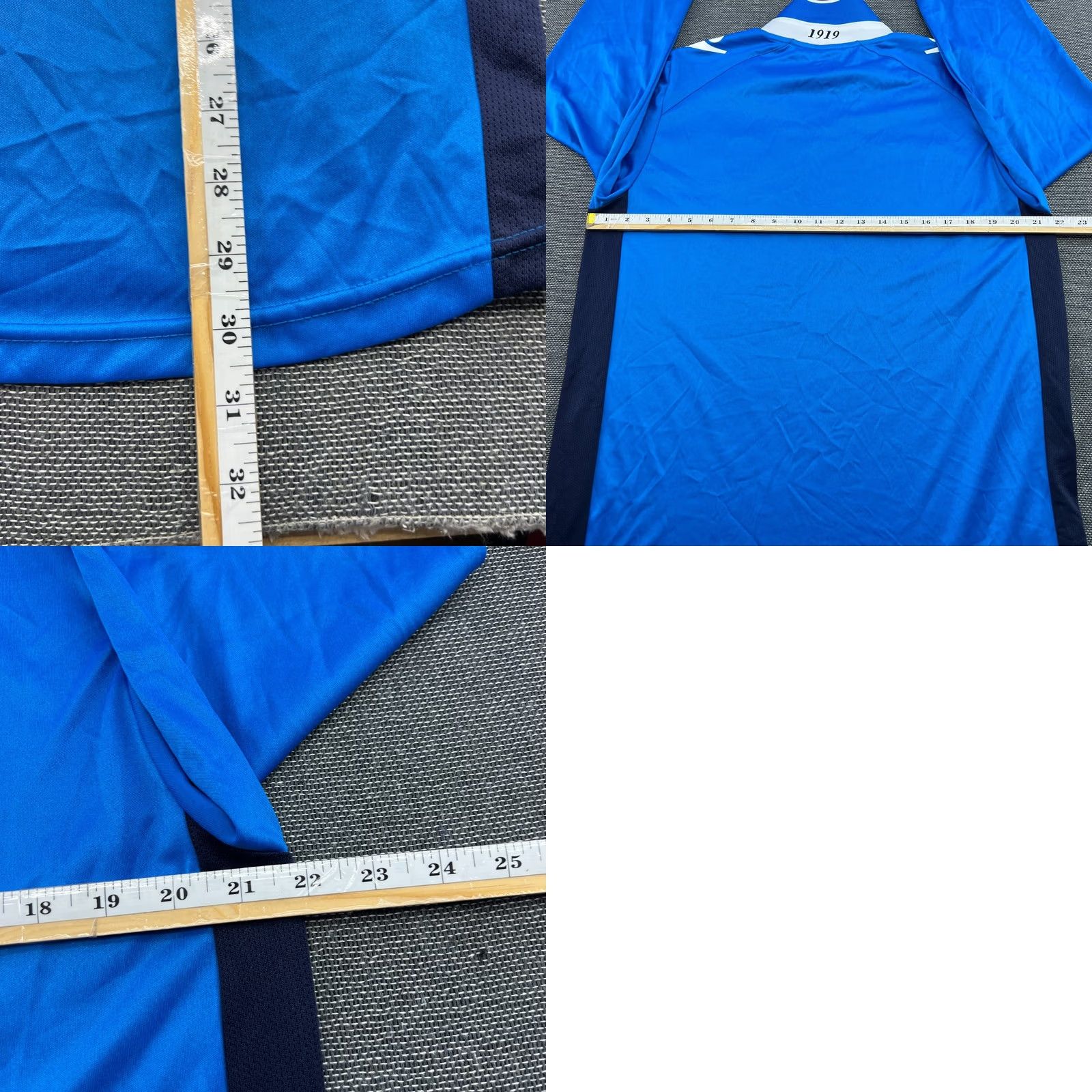 Macron Leeds United Macron Away Mens Football Jersey XL Long Sleeve Blue 100% Polyester Moistu re Wicking Quick Dry Jersey Vintage Size US XL / EU 56 / 4 - 9 Thumbnail
