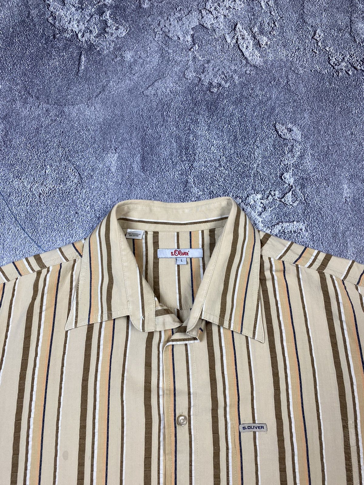 If Six Was Nine Vintage 00s Stripe Biege Shirt Y2K Streetwear Soprano Style Size US L / EU 52-54 / 3 - 4 Thumbnail