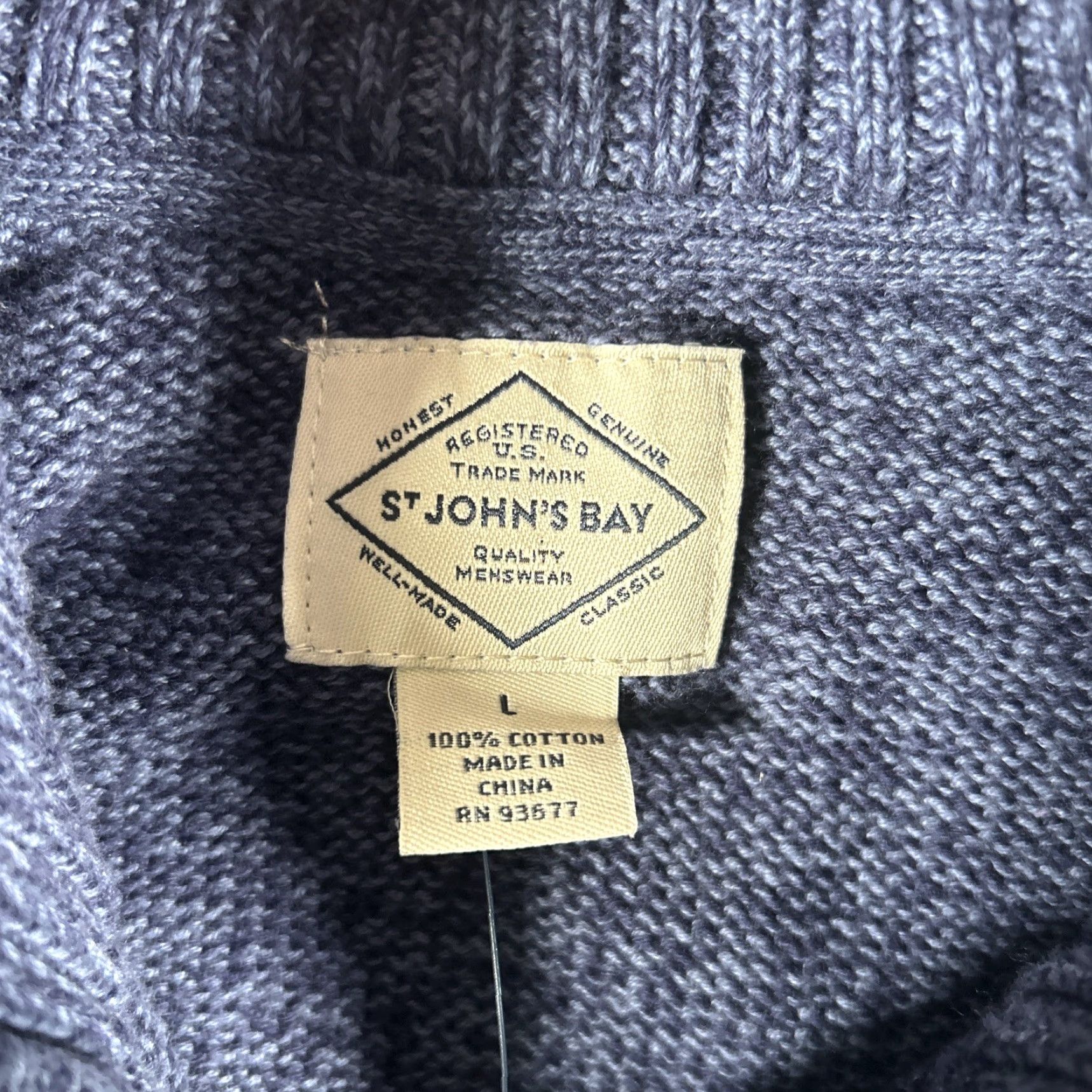 Vintage St Johns Bay Sweater L Blue Eclipse Quarter Zip Zip Neck Men Large Pullover Size US L / EU 52-54 / 3 - 4 Thumbnail