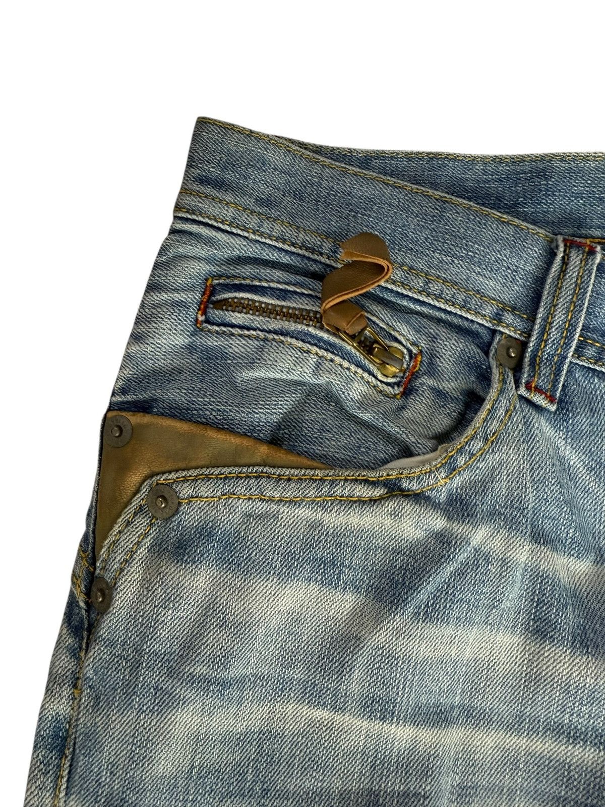 Japanese Purple & Yellow Distressed Denim Jeans