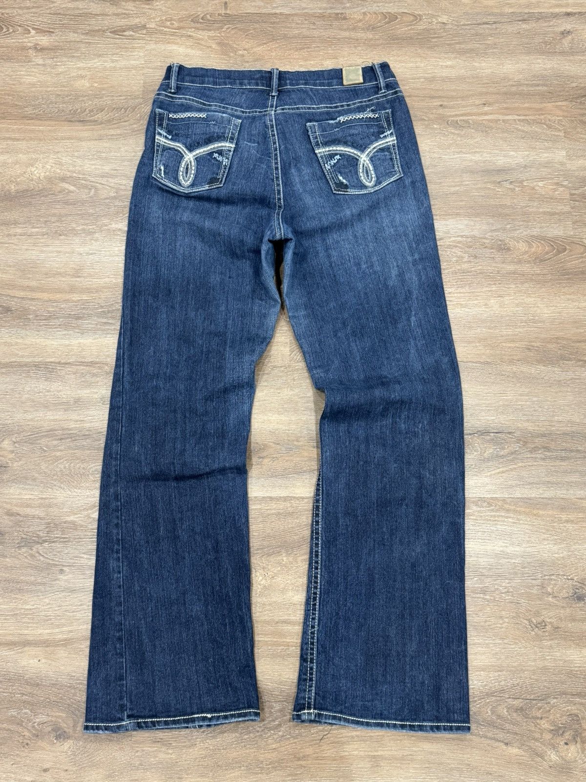 Jean Jean Dazur Distressed Bootcut Jeans Y2K Dark Wash Flared Size 36" / US 14 / IT 50 - 2 Thumbnail