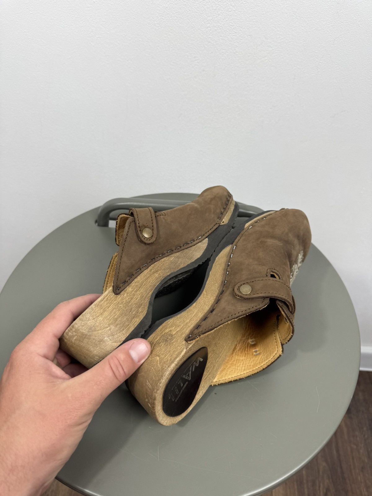 Other WALT Handmade Austrian Leather Wooden Clogs Sandals EU 37 Size US 6 / IT 36 - 11 Thumbnail