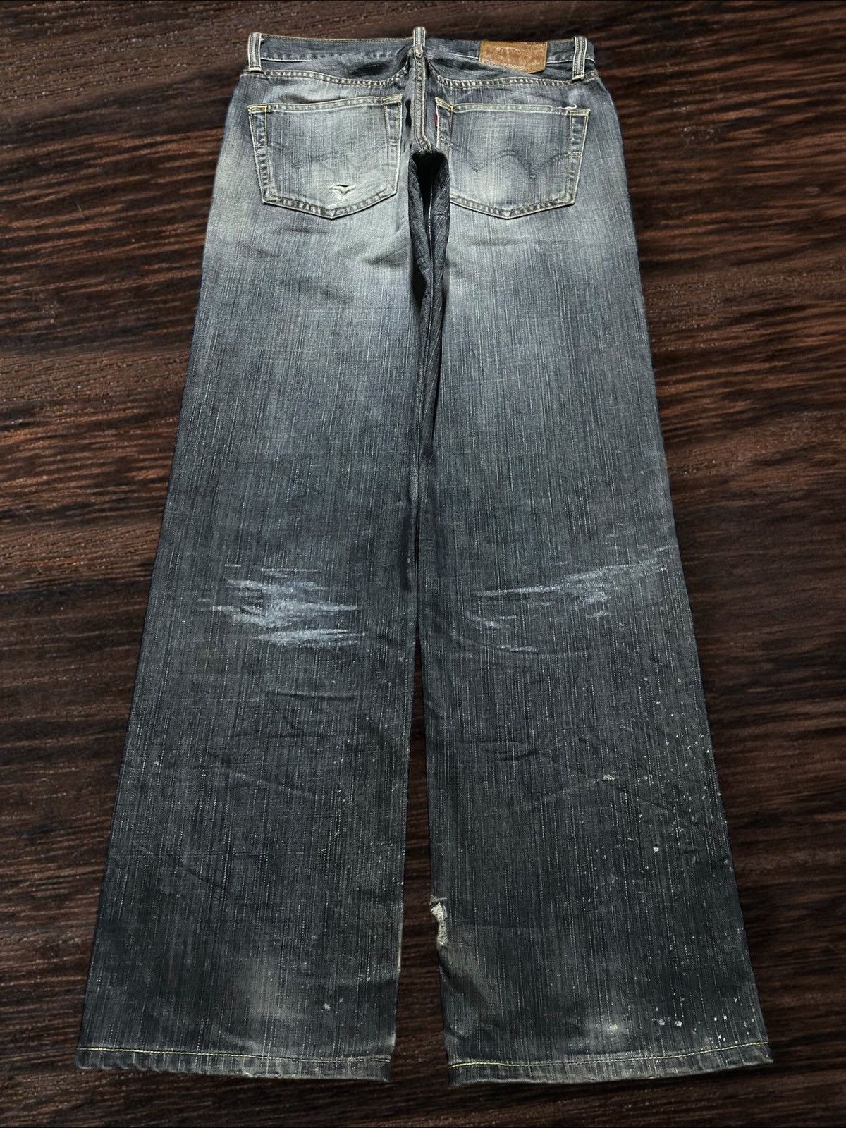 Japanese Brand Edwin 503 Denim Acid Wash Stain Distressed Loose Jeans Size US 30 / EU 46 - 2 Thumbnail