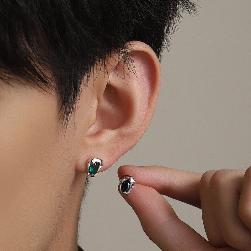 Jewelry Snake Stone Dark Earrings One Pairs Chrome Jewelry Size ONE SIZE - 2 Thumbnail