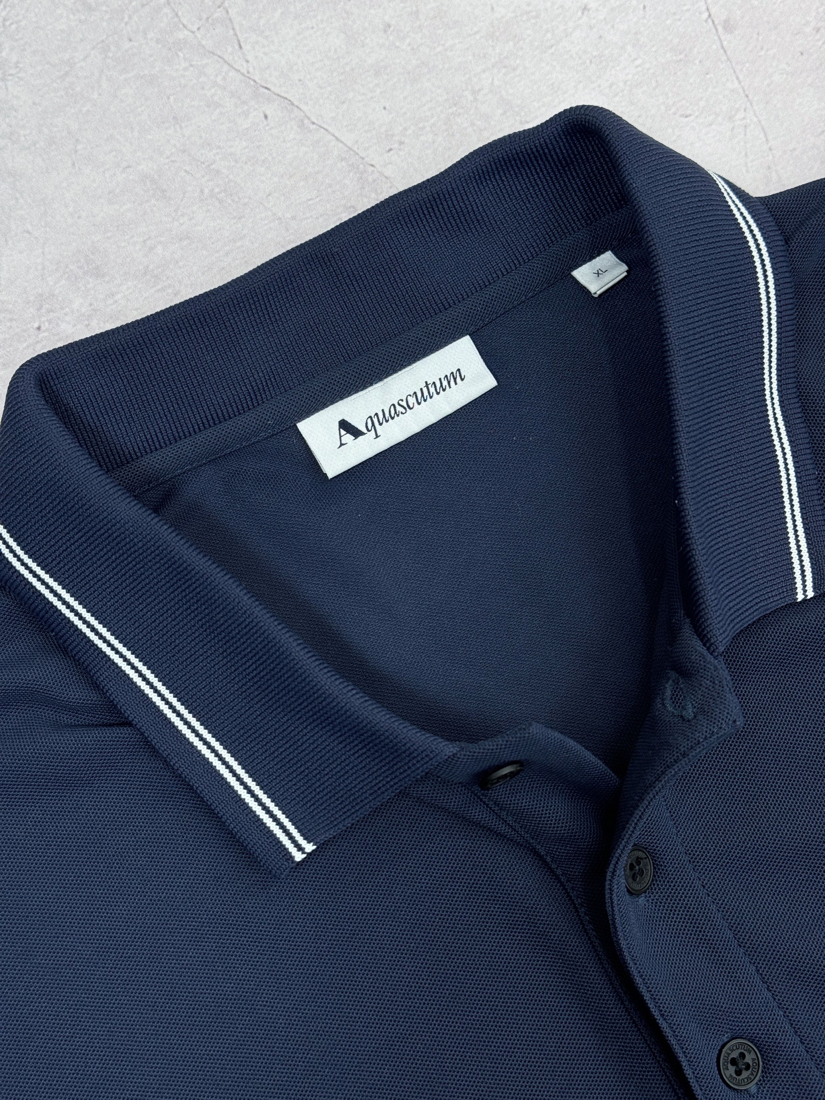 Aquascutum Aquascutum London Polo T-Shirt Dark Blue & Chek Collar Size US L / EU 52-54 / 3 - 10 Thumbnail