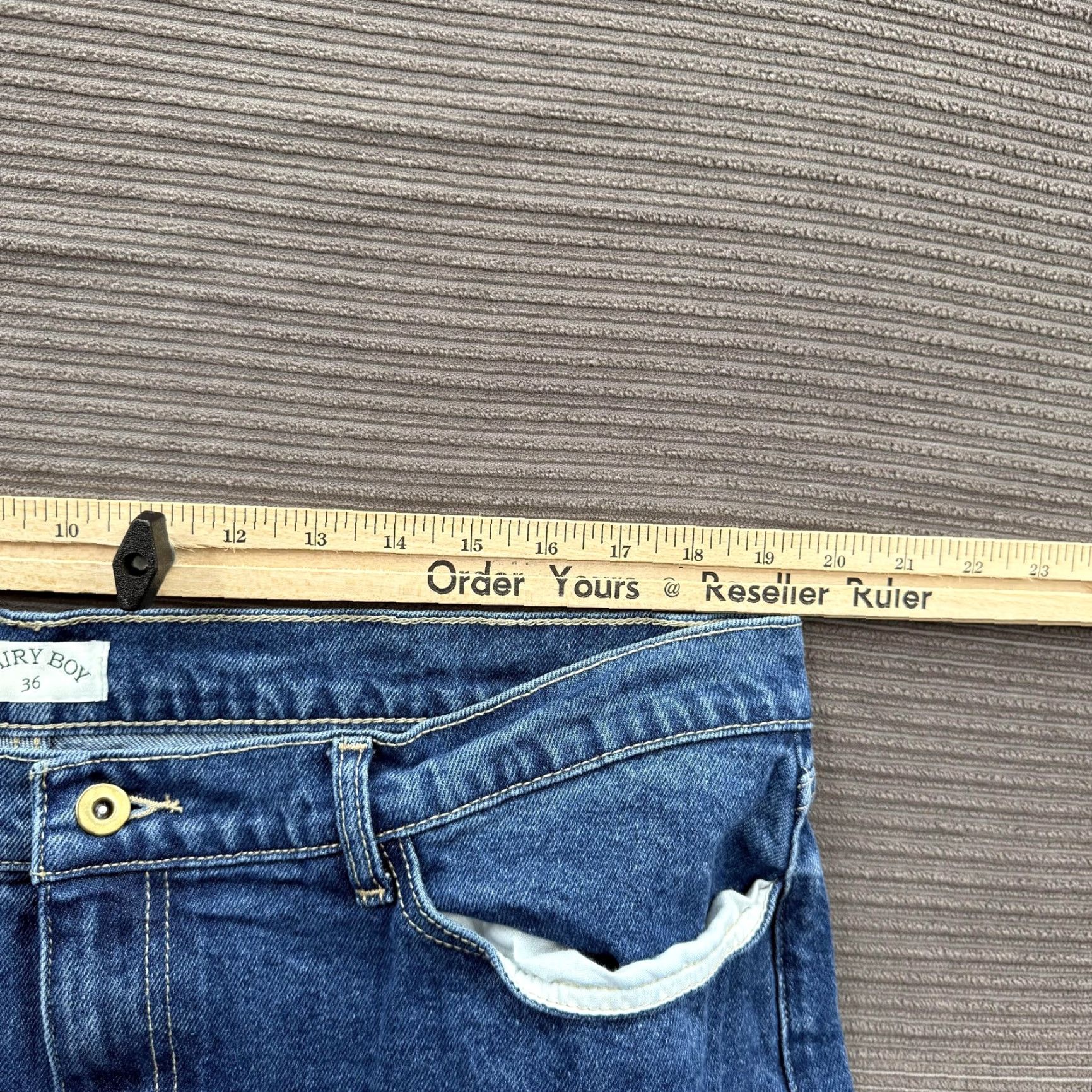Denime Dairy Boy Jeans Mens 36 Blue Denim Relaxed Fit Straight Leg Pants 36x26 Size US 36 / EU 52 - 5 Thumbnail