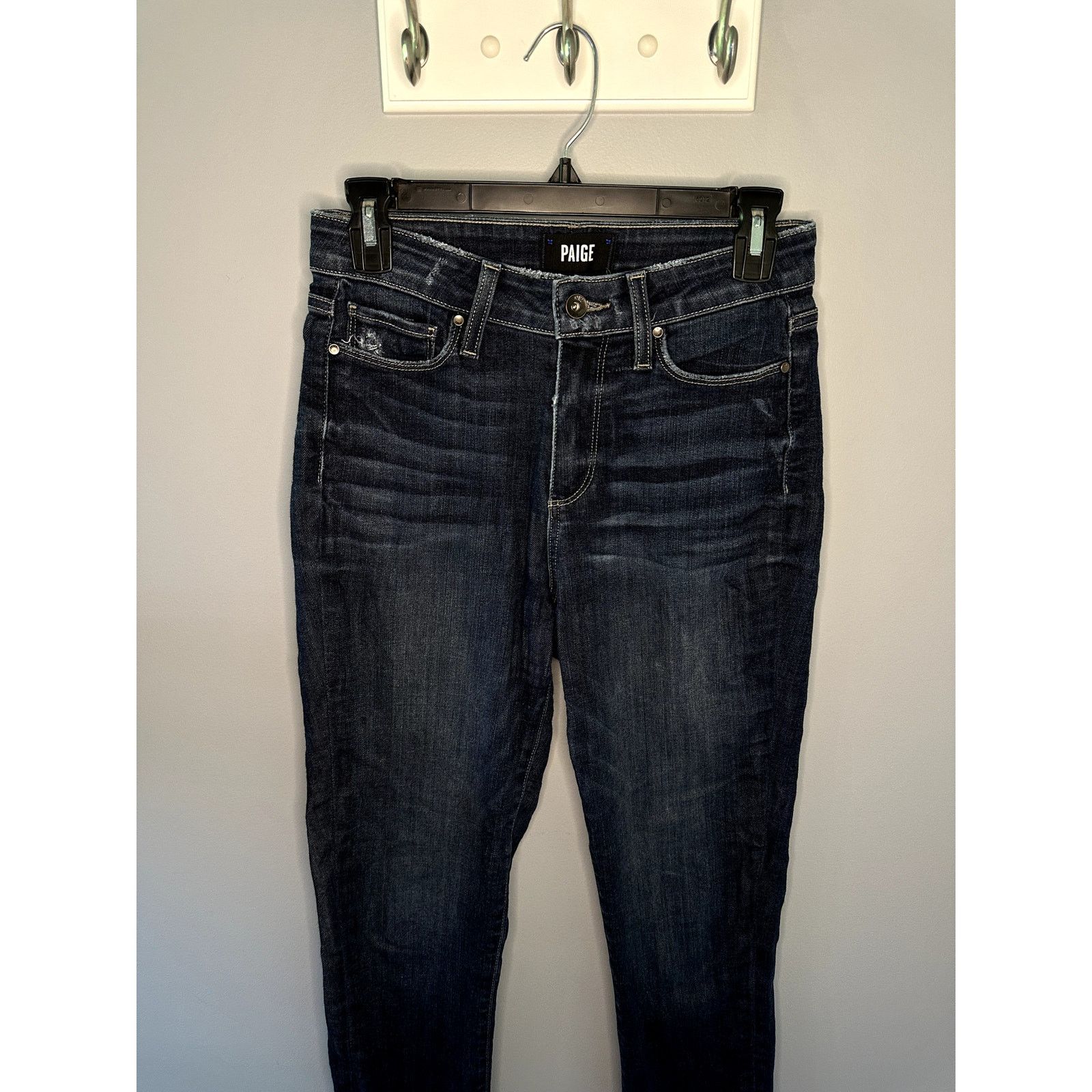 Paige Paige Hoxton Frayed Hem Denim Ankle Peg Jeans Blue 28 Size 28" / US 6 / IT 42 - 3 Thumbnail