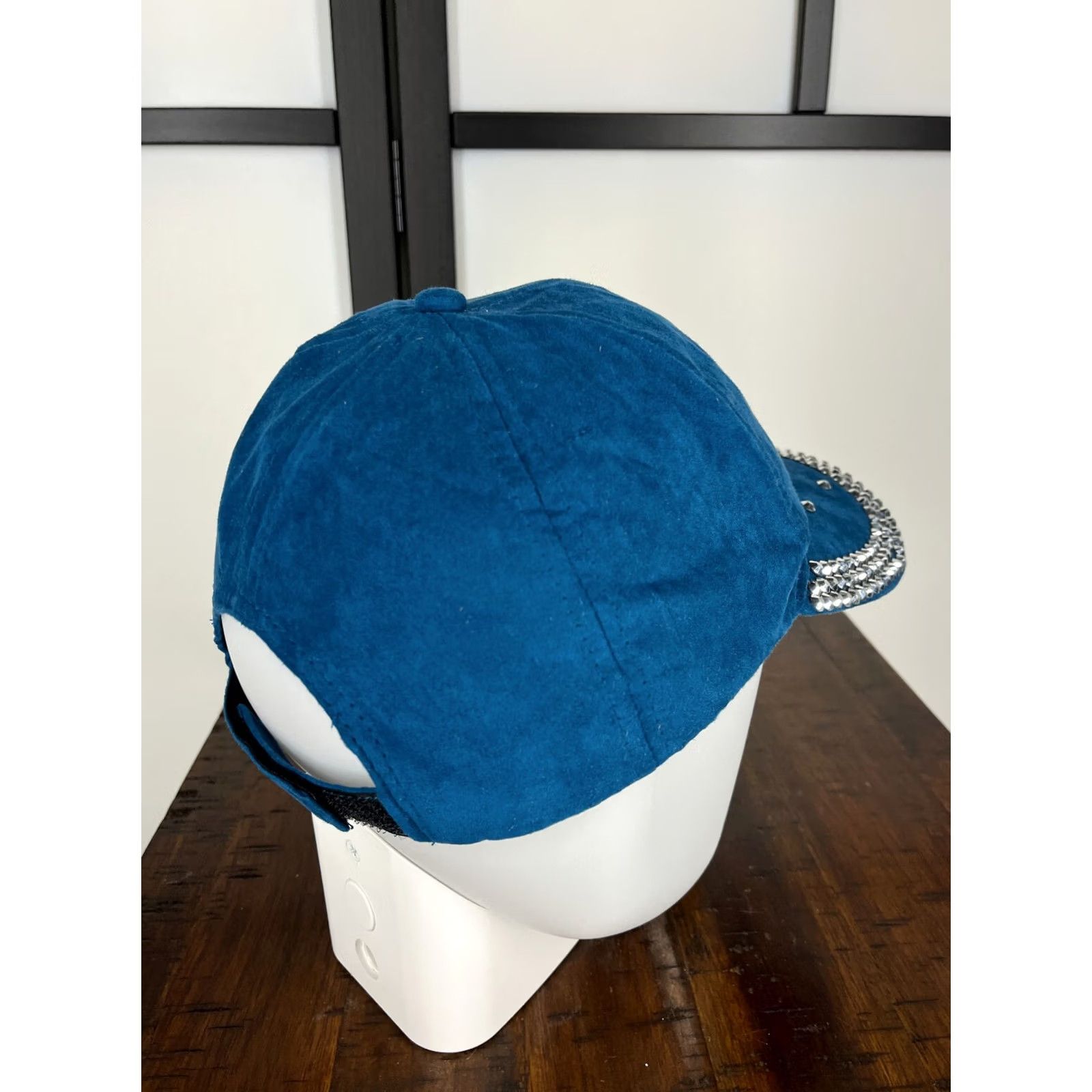 Vintage Nike Hat Cap Strap Back Womens One Size Blue Rhinestone Bling Jeweled Polyester Blend Strap Back Adjustable Fashion Hat Size ONE SIZE - 7 Thumbnail