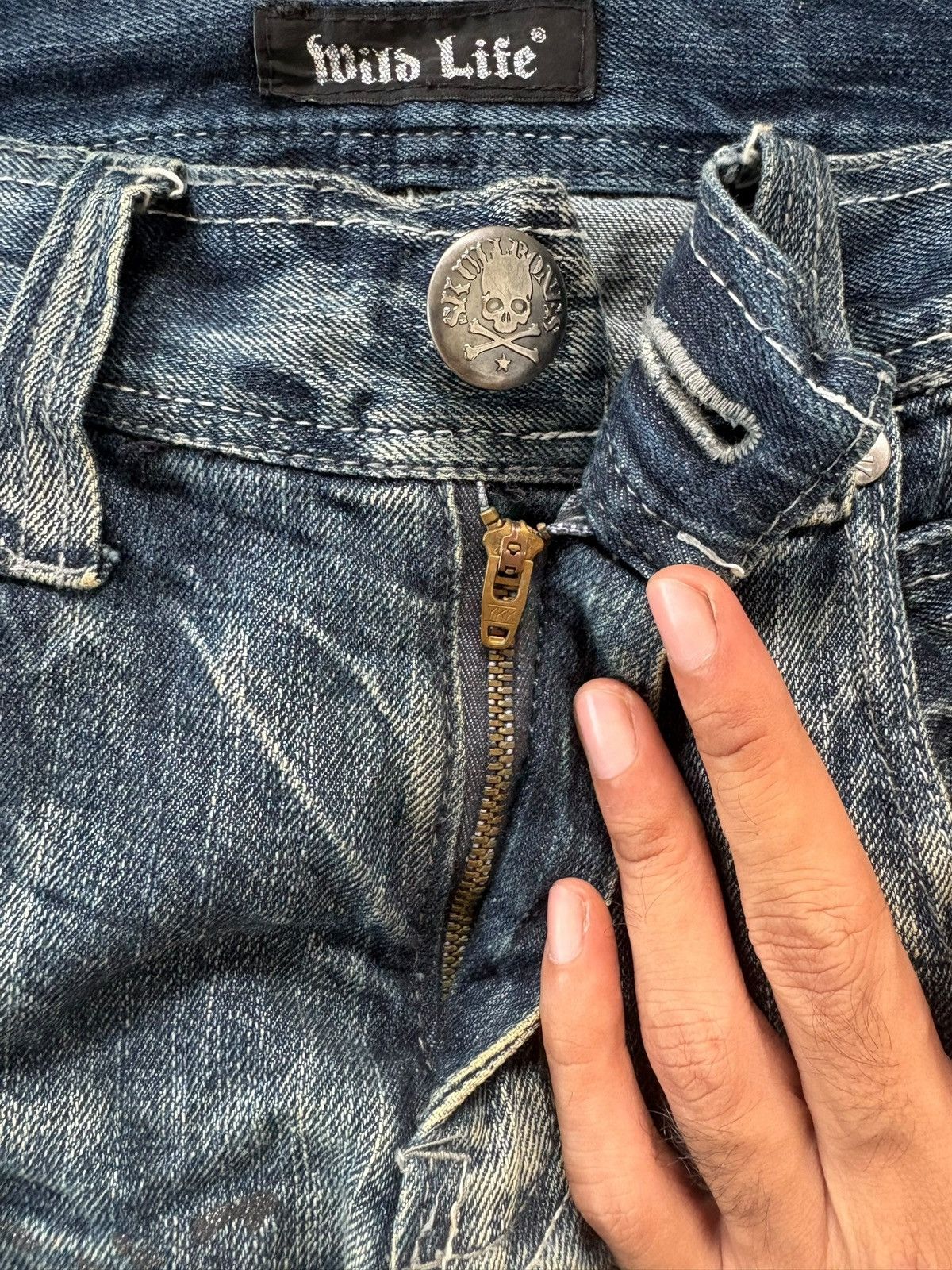 If Six Was Nine Rare Japanese Brand Double Waist Wing Design Flare Jeans Size US 31 - 3 Thumbnail