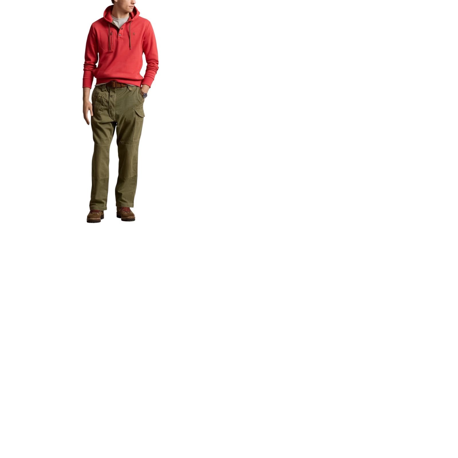 Polo Ralph Lauren POLO RALPH LAUREN Expedition Henley Hoodie Red Sweatshirt Size M Size US M / EU 48-50 / 2 - 12 Thumbnail