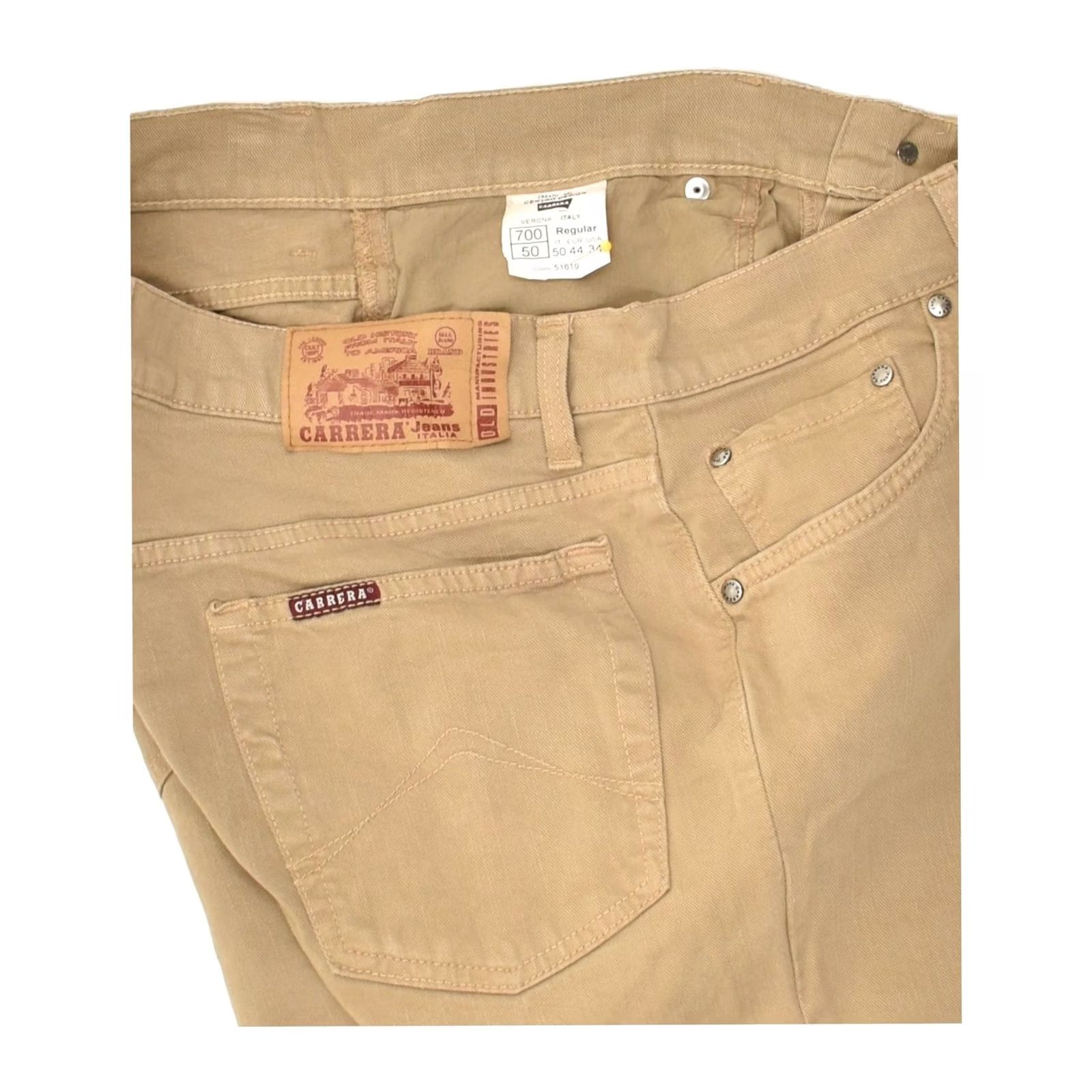 Carrera CARRERA Mens 700 Straight Jeans Beige Cotton W34 L25 Large Size US 33 - 3 Thumbnail