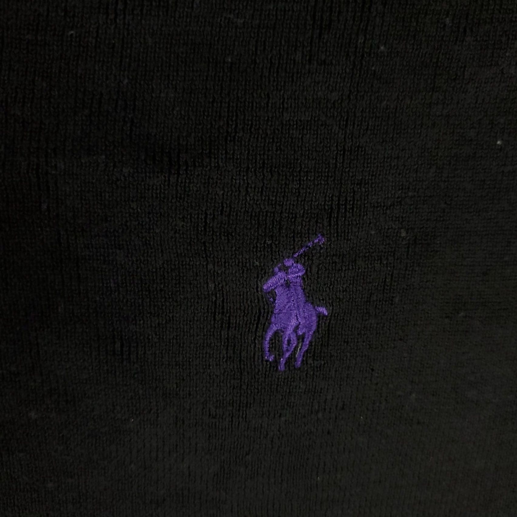 Polo Ralph Lauren VINTAGE Polo Ralph Lauren Men’s Sweater XL Knit V-Neck Pullover Black Purple Pony Pima Cotton Size US XL / EU 56 / 4 - 3 Thumbnail