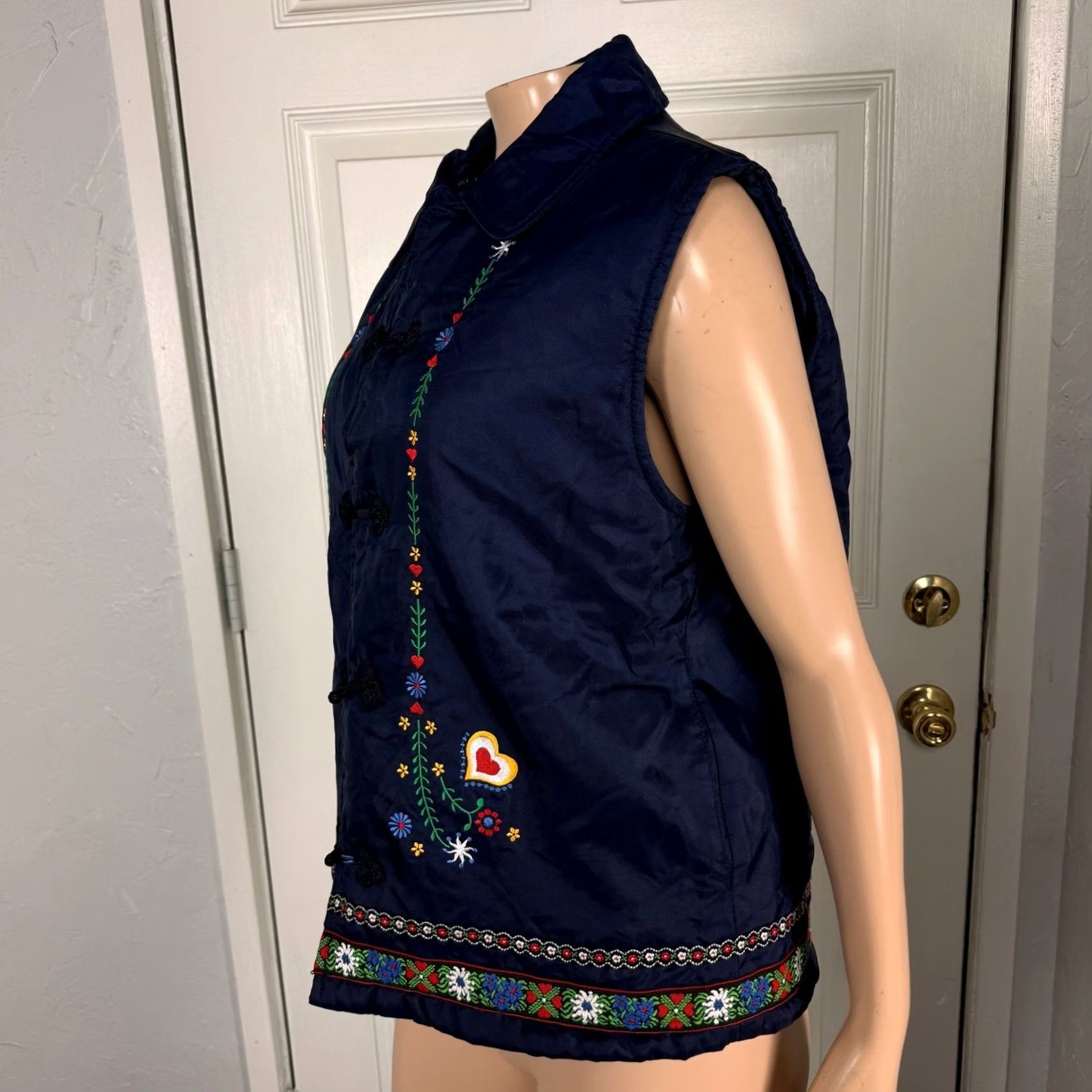 Sugar VINTAGE Sugar Coat Twenty six red sugar jacket Vest Embroidered floral Heart C3-1 Coat S Blue Casual Womens Size S / US 4 / IT 40 - 3 Thumbnail