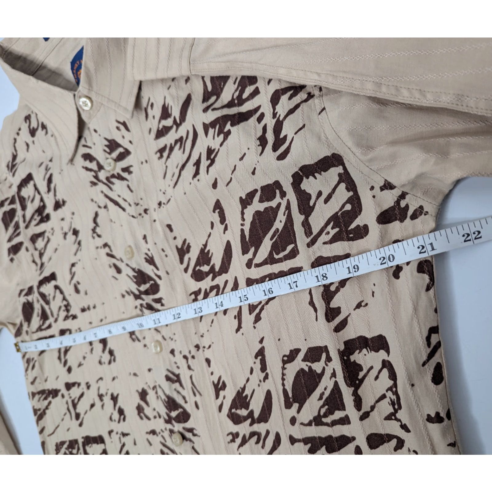 Vintage Franky Max Abstract Pattern Mens Long Sleeve Button Up Shirt Size M Brown Embroidered Size US M / EU 48-50 / 2 - 6 Thumbnail