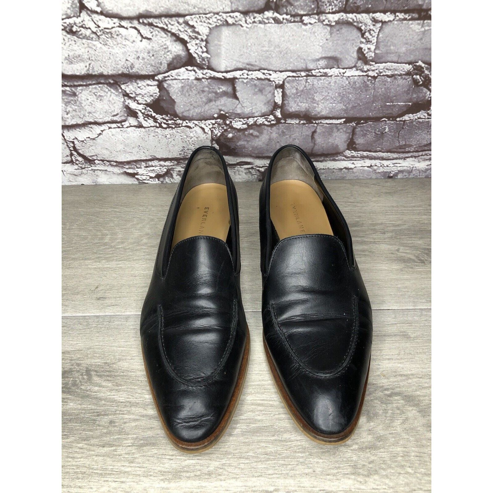Everlane Everlane The Modern Black Leather Slip On Pointed Toe Loafer Size US 10 / IT 40 - 17 Thumbnail