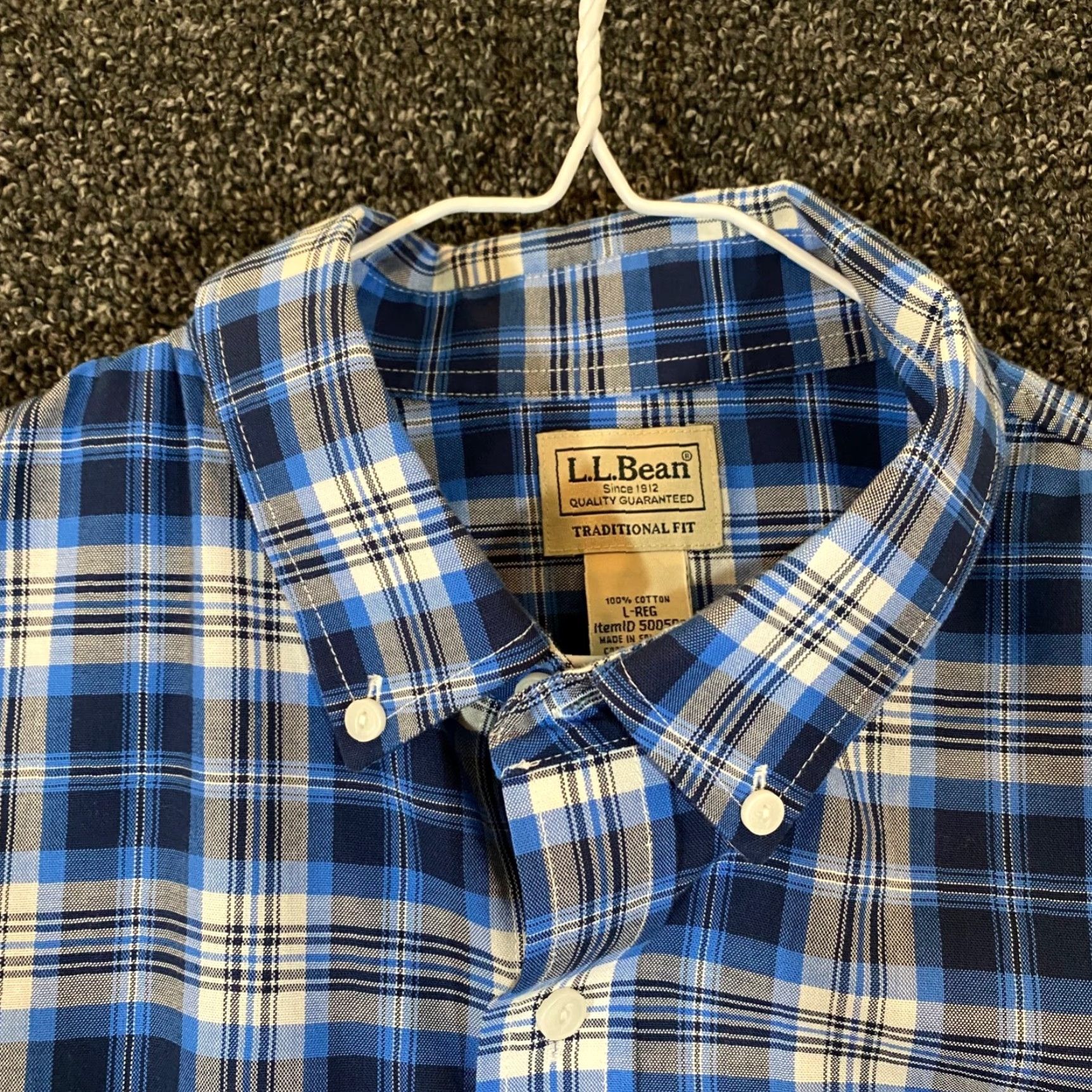 Vintage LL Bean Shirt Mens Large Blue Plaid Button Down Traditional Fit Outdoor Long Size US L / EU 52-54 / 3 - 2 Thumbnail