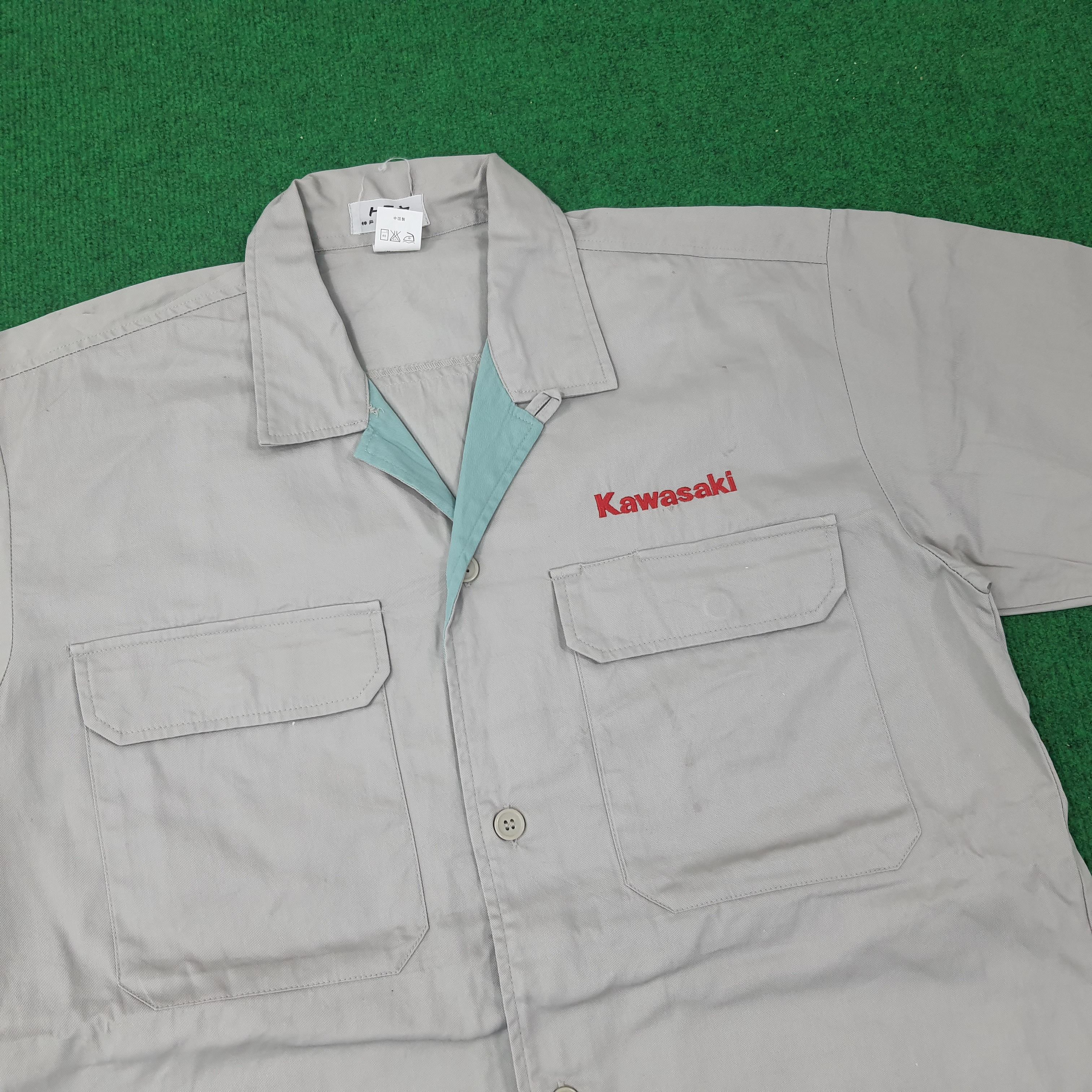 Japanese Brand × Vintage Vintage Kawasaki Japan Brand Racing Bike Work Shirt C219N55 Size US M / EU 48-50 / 2 - 2 Thumbnail