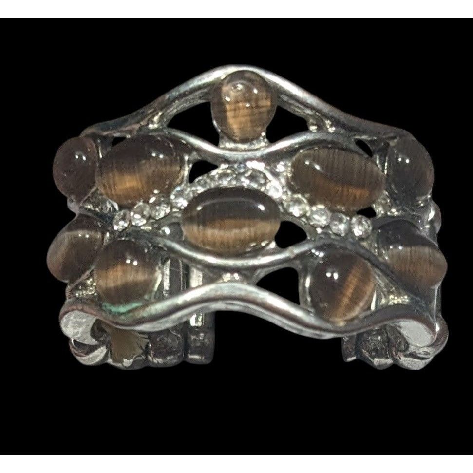 Other Brown Cateye Gemmed Rhinestone Accent Silver Tone Stretch Ri Size ONE SIZE - 7 Thumbnail