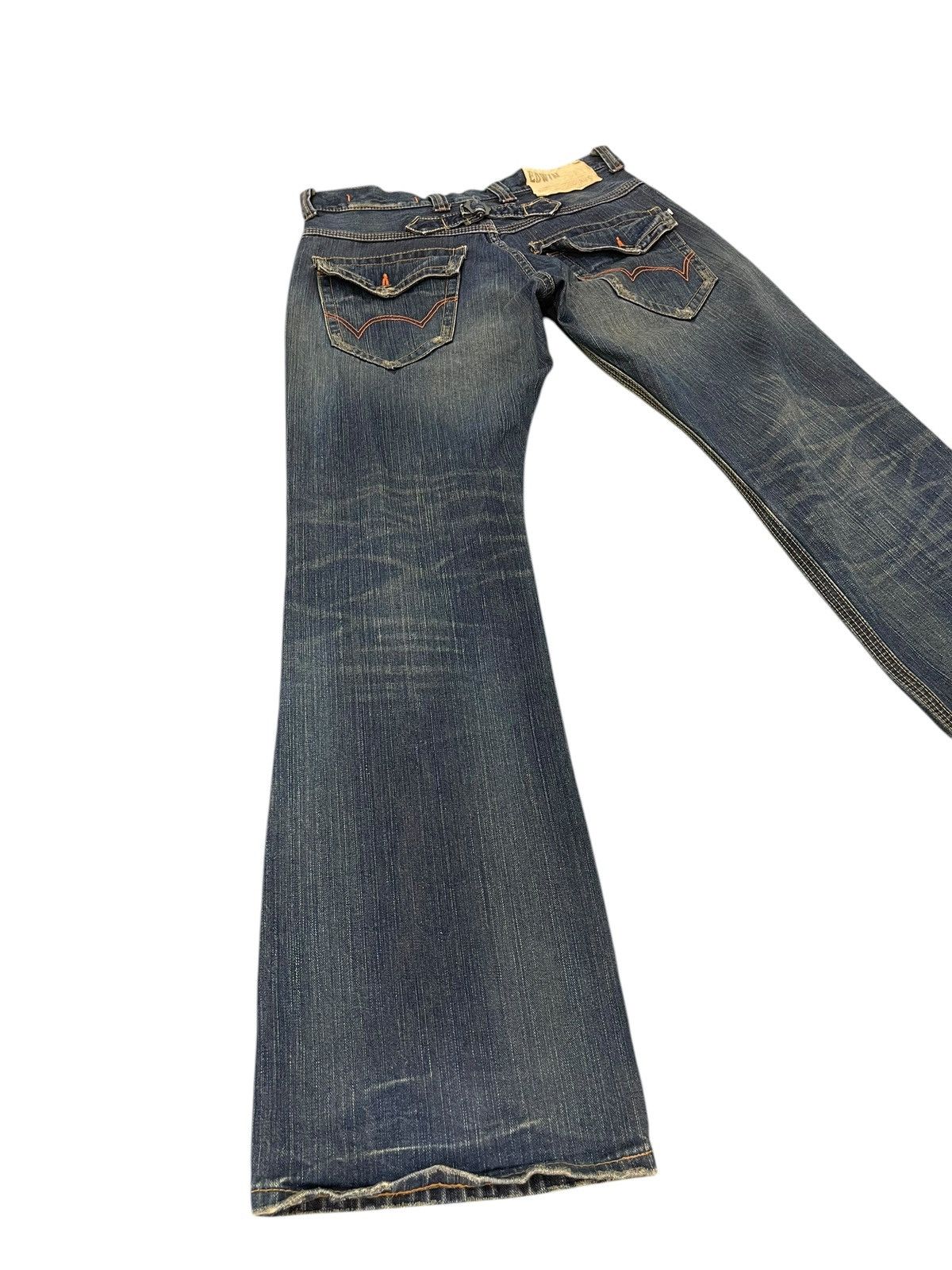 Edwin Flare Loose Jeans Edwin XVs Faded Distress Boot Cut 9🟦 Size US 33 - 11 Thumbnail