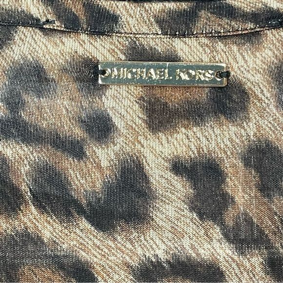 Michael Kors 𝅺Michael Kors Leopard Animal Print Top Lace Shoulders Women Size XS / US 0-2 / IT 36-38 - 8 Thumbnail