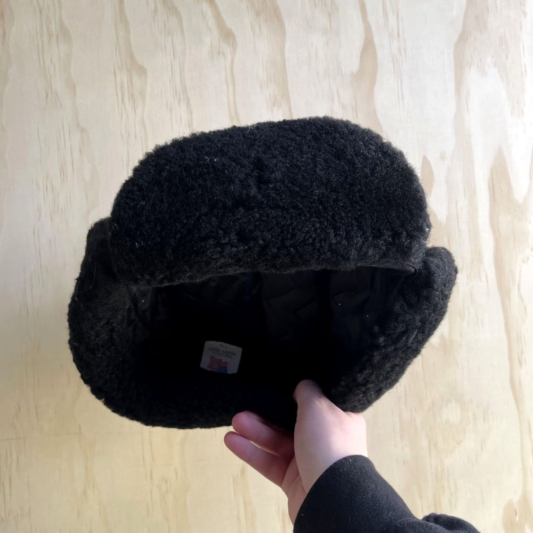 Vintage VINTAGE Leather Hat Trapper Fitted Mens 7 1/2 Black Ear Flap Winter Made USA Heavy Duty Size ONE SIZE - 2 Thumbnail