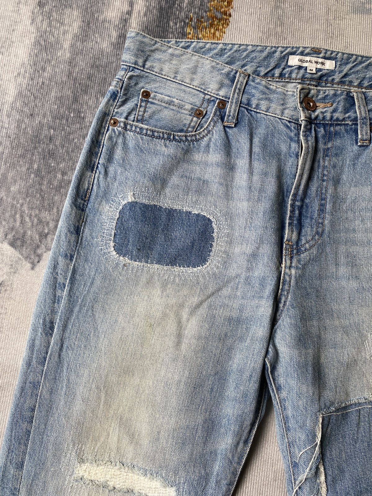 Global Work × Japanese Brand Global Work Japan Distressed Patchwork Design Jeans Size US 32 / EU 48 - 10 Thumbnail